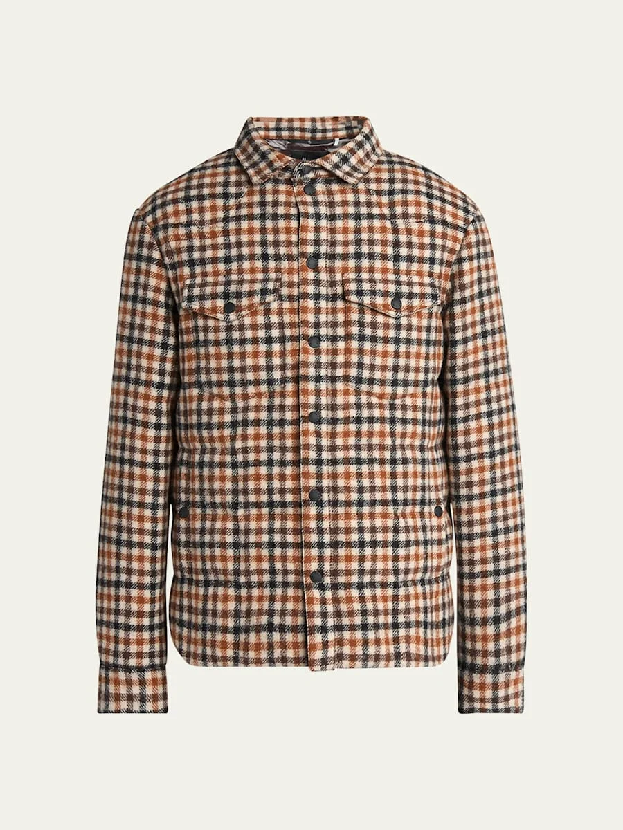 Men's Check Wool Padded Shirt Jacket - 1