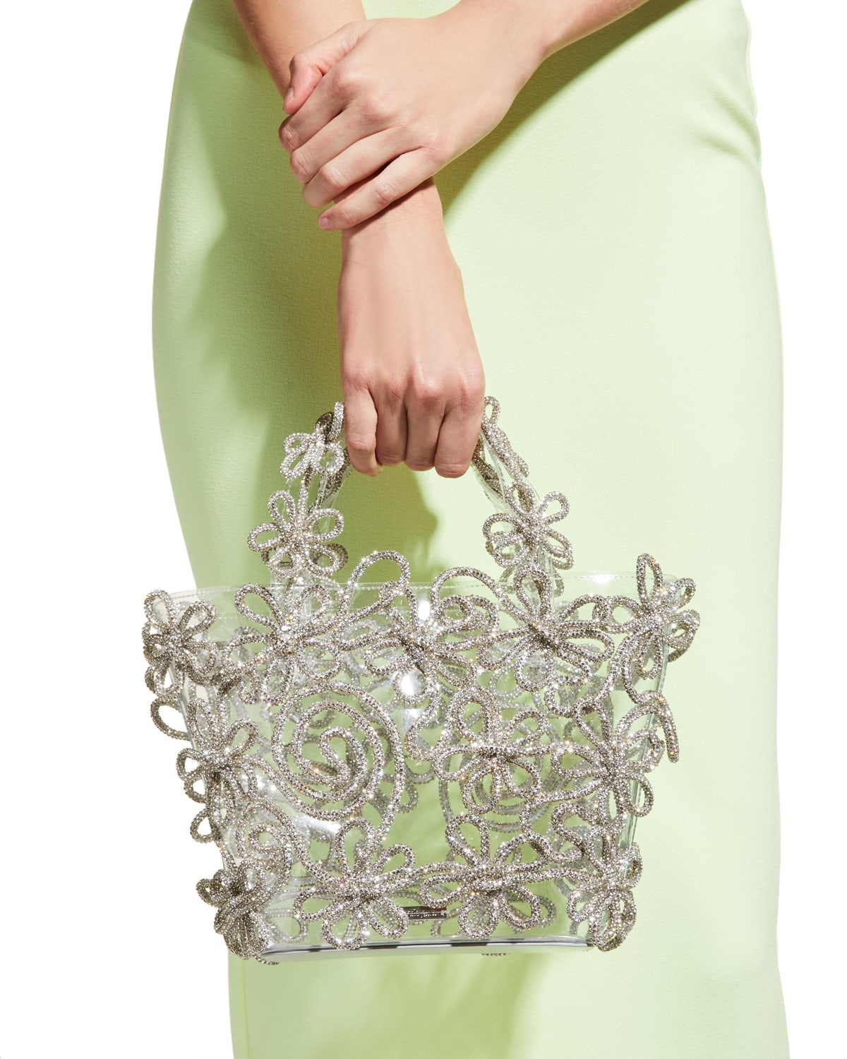 【CULT GAIA】 Bloom mini crystal-embellished PVC tote トート Cult Gaia Bloom Embellished Clear Tote Bag | Neiman Marcus