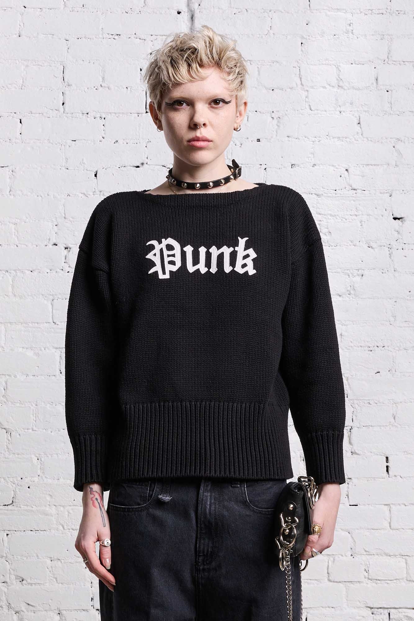 R13 SHRUNKEN PUNK SWEATER - GOTHIC BLACK