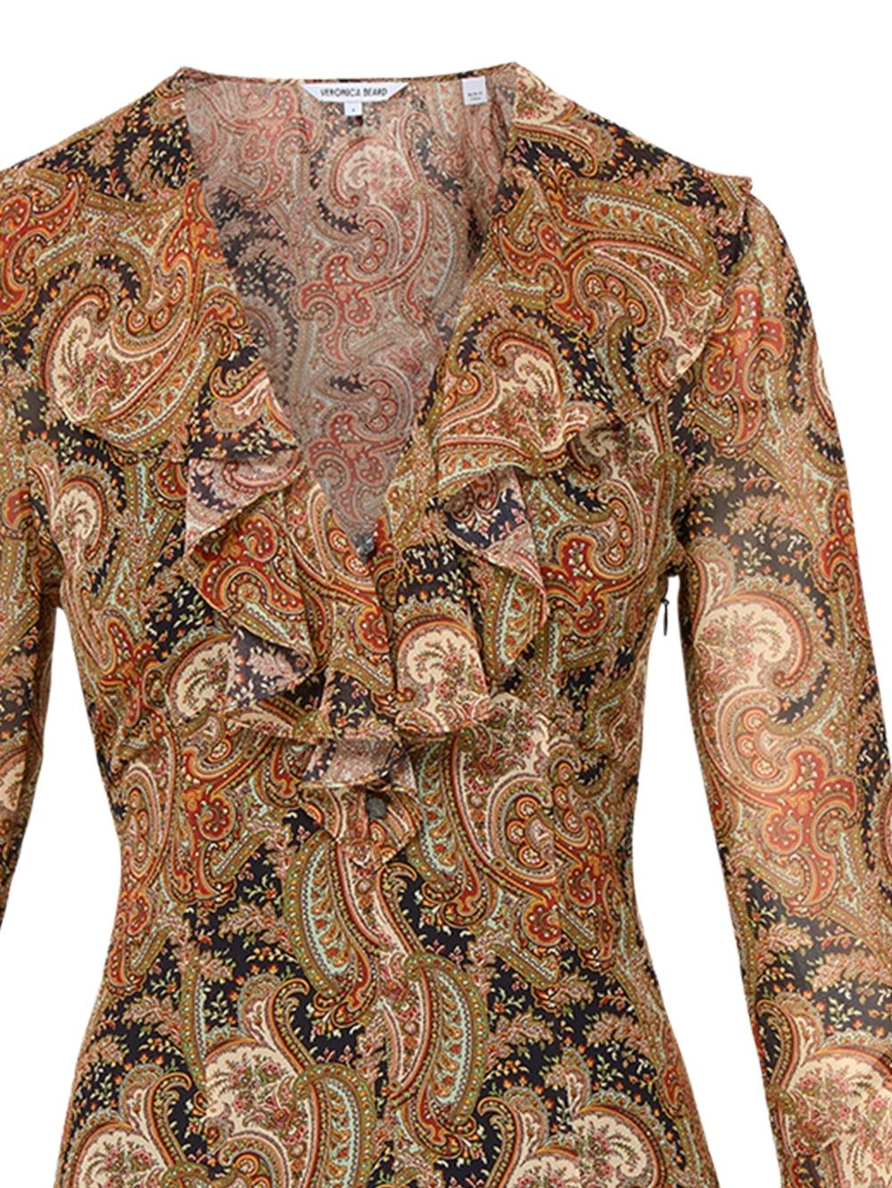 Adrienne paisley-print bell-sleeve mini dress - 2