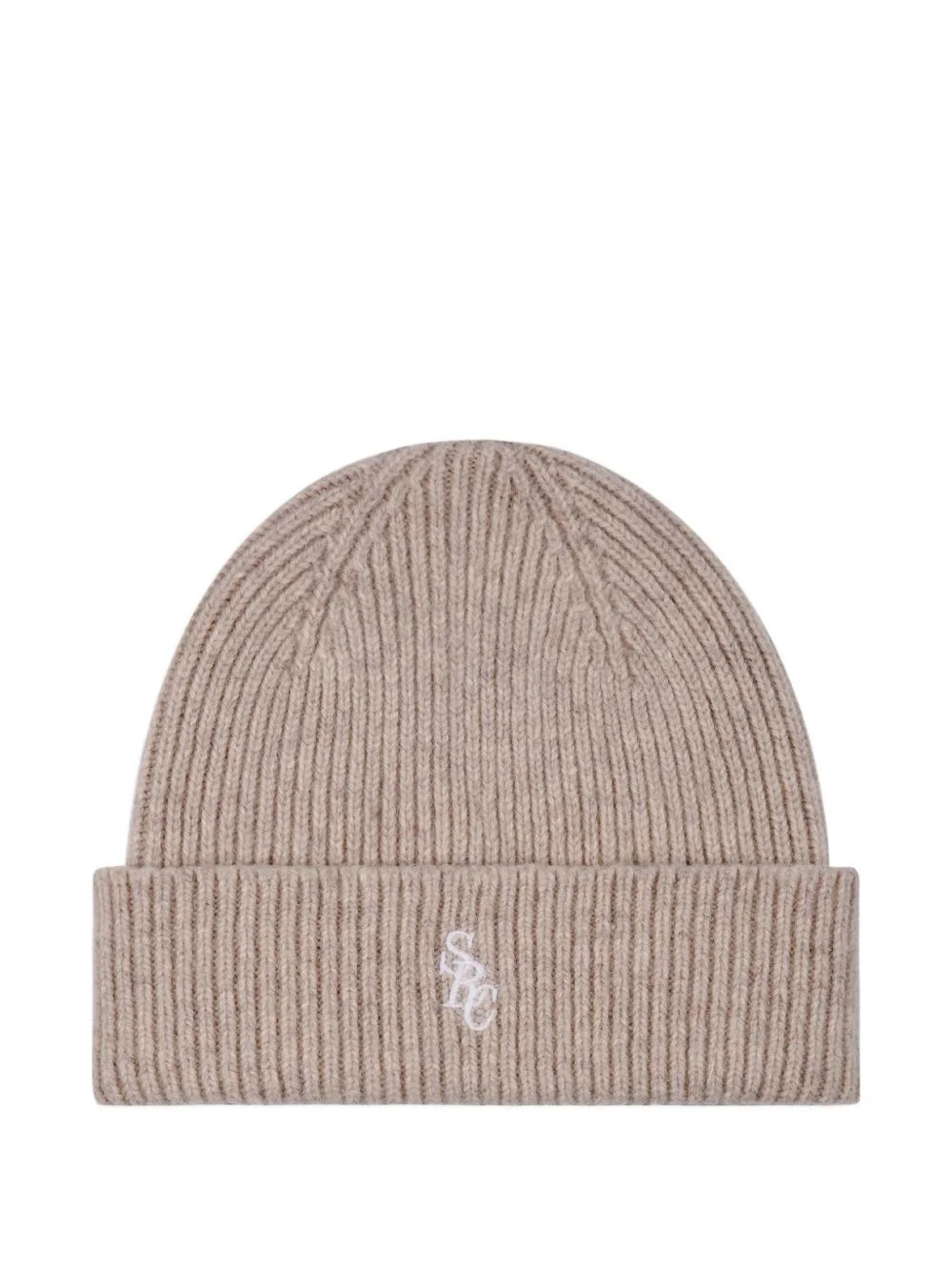 embroidered-logo ribbed beanie hat - 1