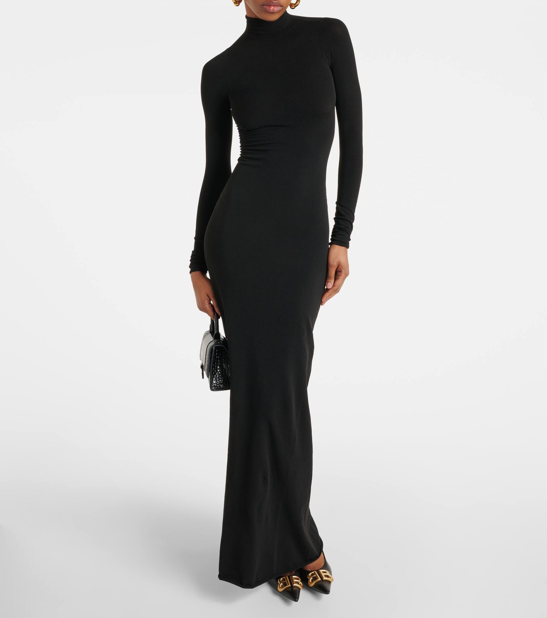 Turtleneck jersey maxi dress - 6