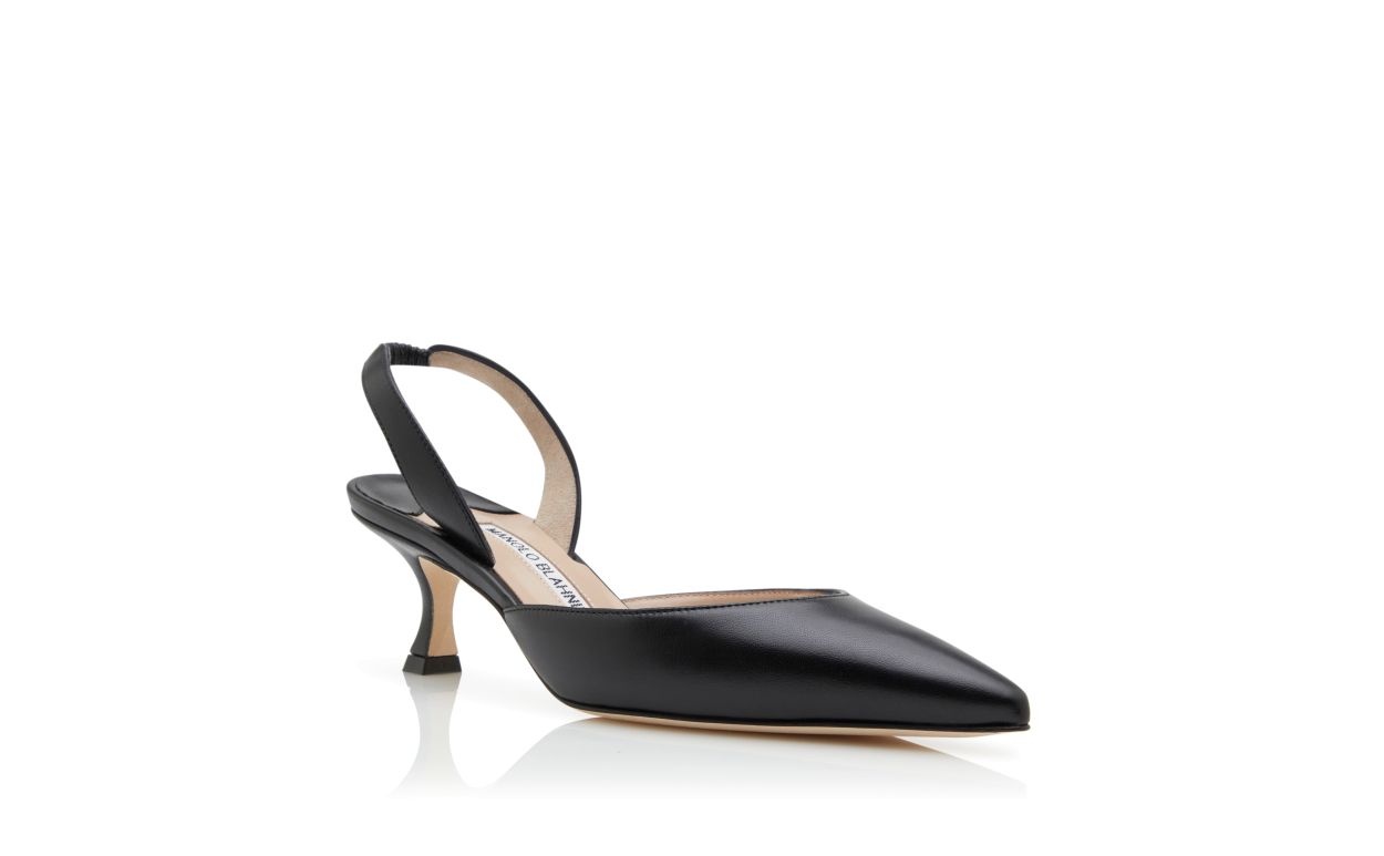 Black Nappa Leather Slingback Pumps - 3