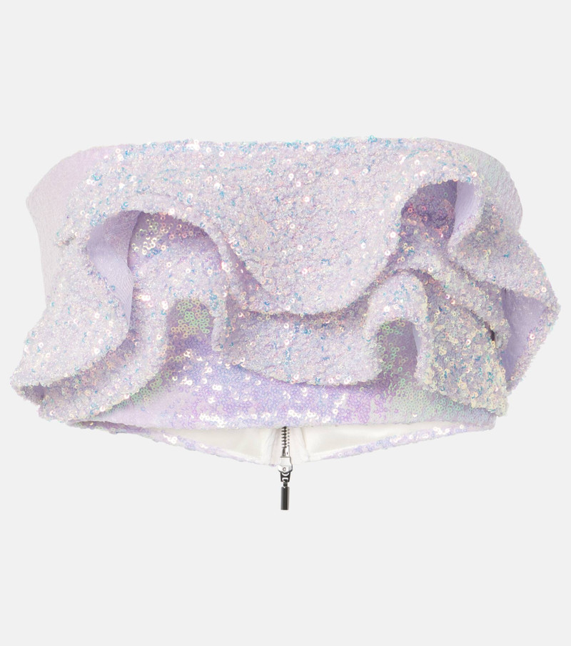 Together Wave ruffled sequined bandeau top - 1