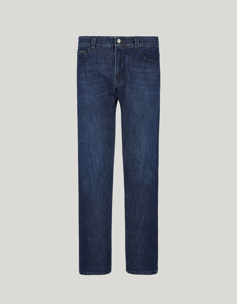 BLUE SOFT-TOUCH FIVE-POCKET DENIM PANTS WITH COLOURED SELVEDGE 1