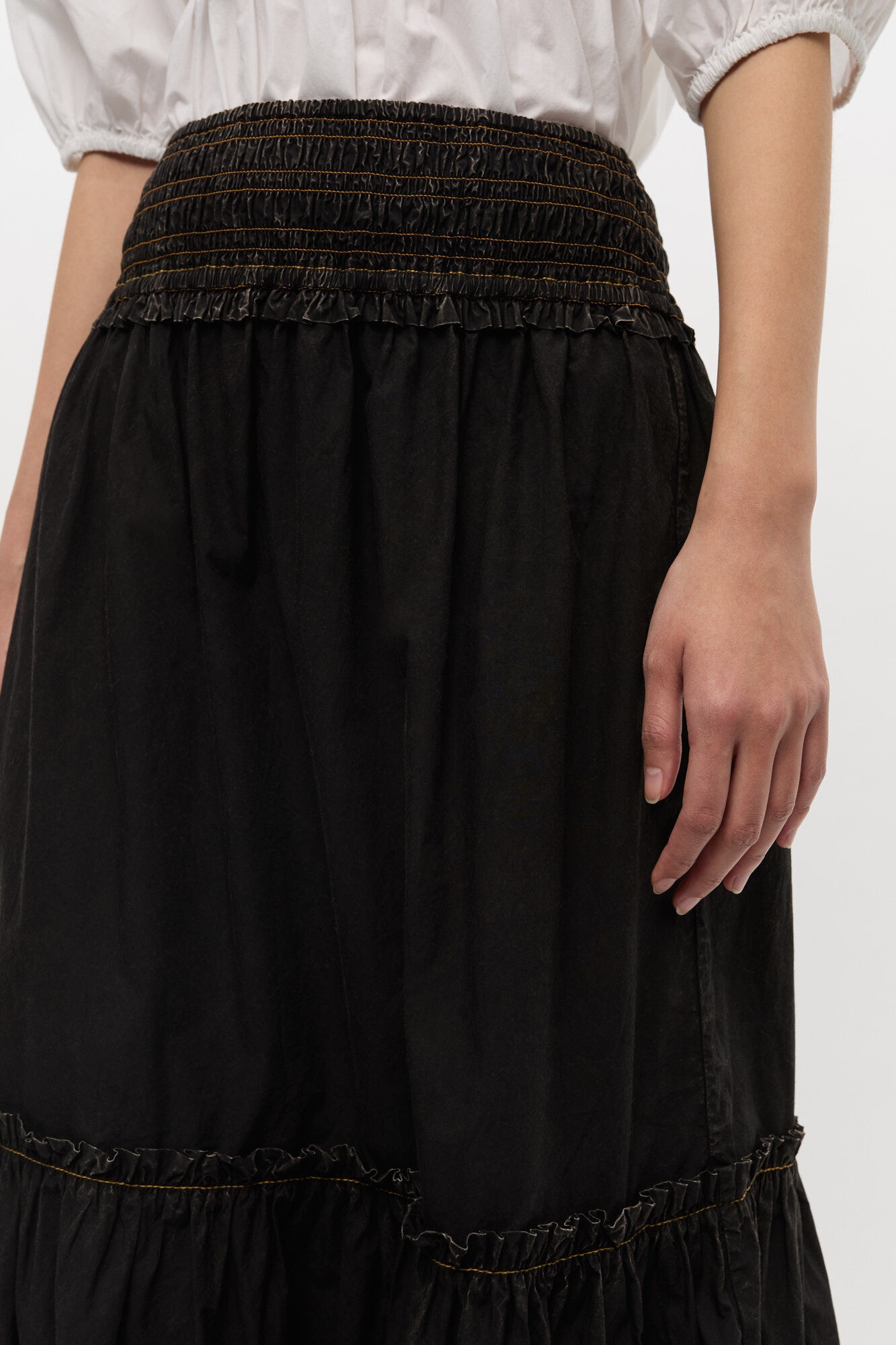 BLACK WASHED SMOCK SKIRT - 4
