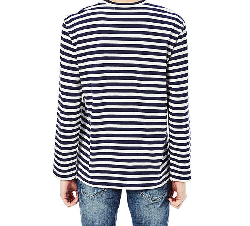 COMME des GARCONS PLAY Striped Double Logo Long Sleeves Tee 'Black White' AZ-T228-051-1 - 5