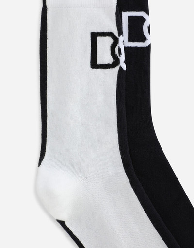 Dolce & Gabbana Two-tone stretch cotton socks with DG logo outlook