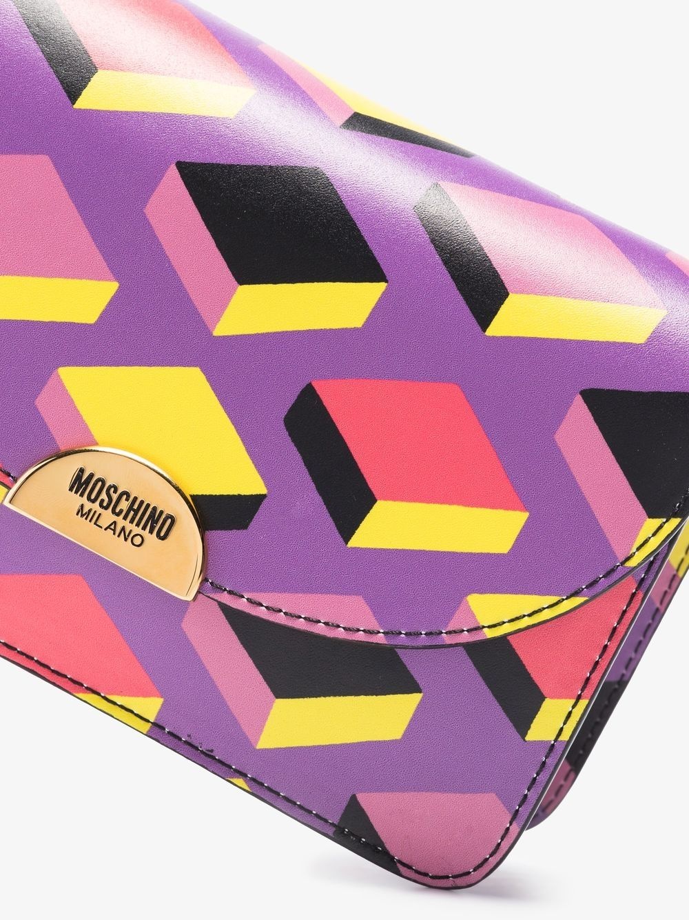 geometric-print leather shoulder bag - 5