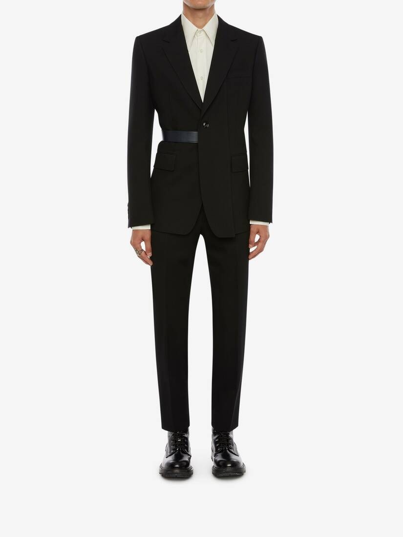 Japanese Barathea Wool Cigarette Pants in Black - 2