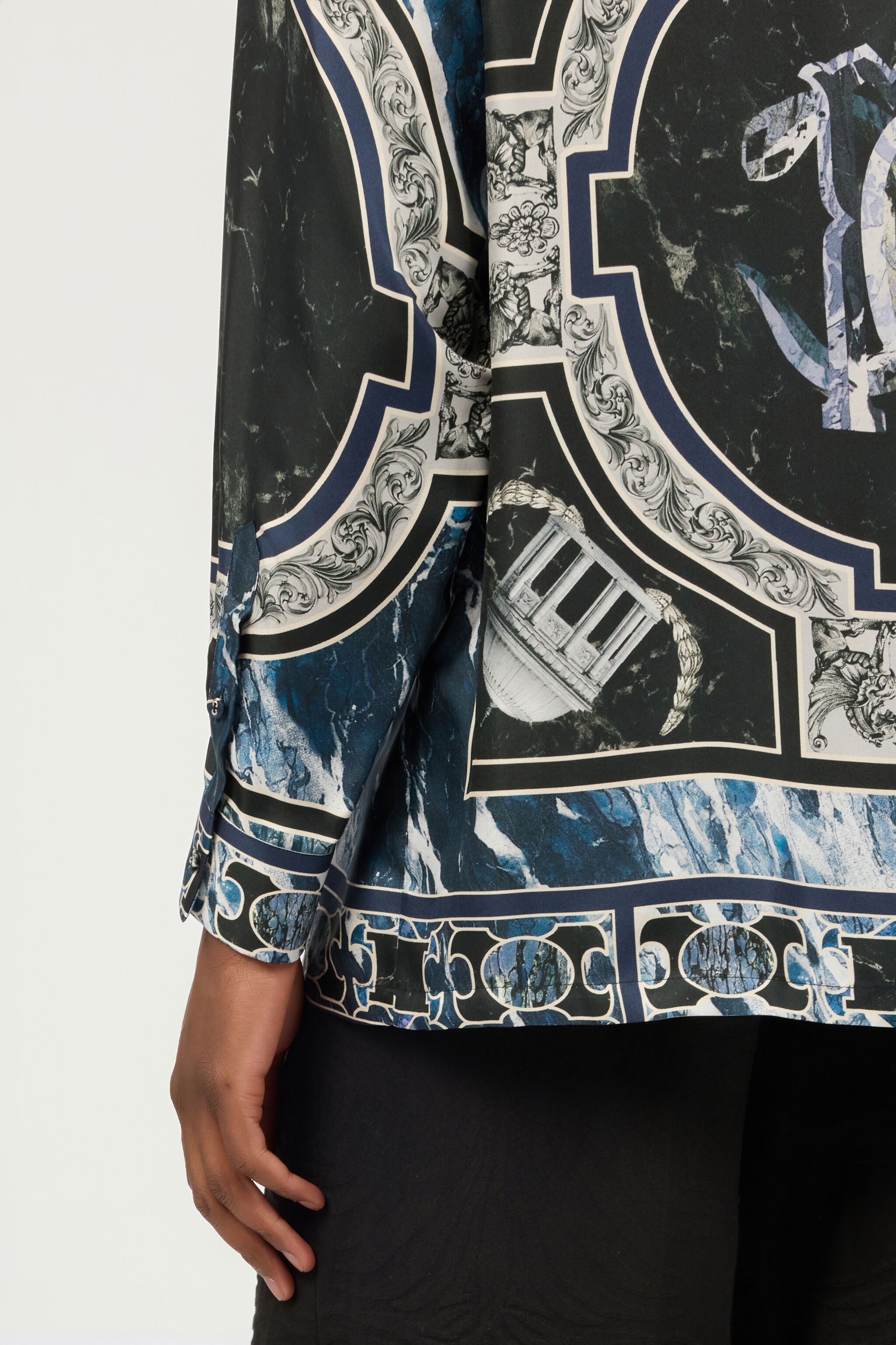 Shirt With Marble Print And Embellishments - 7
