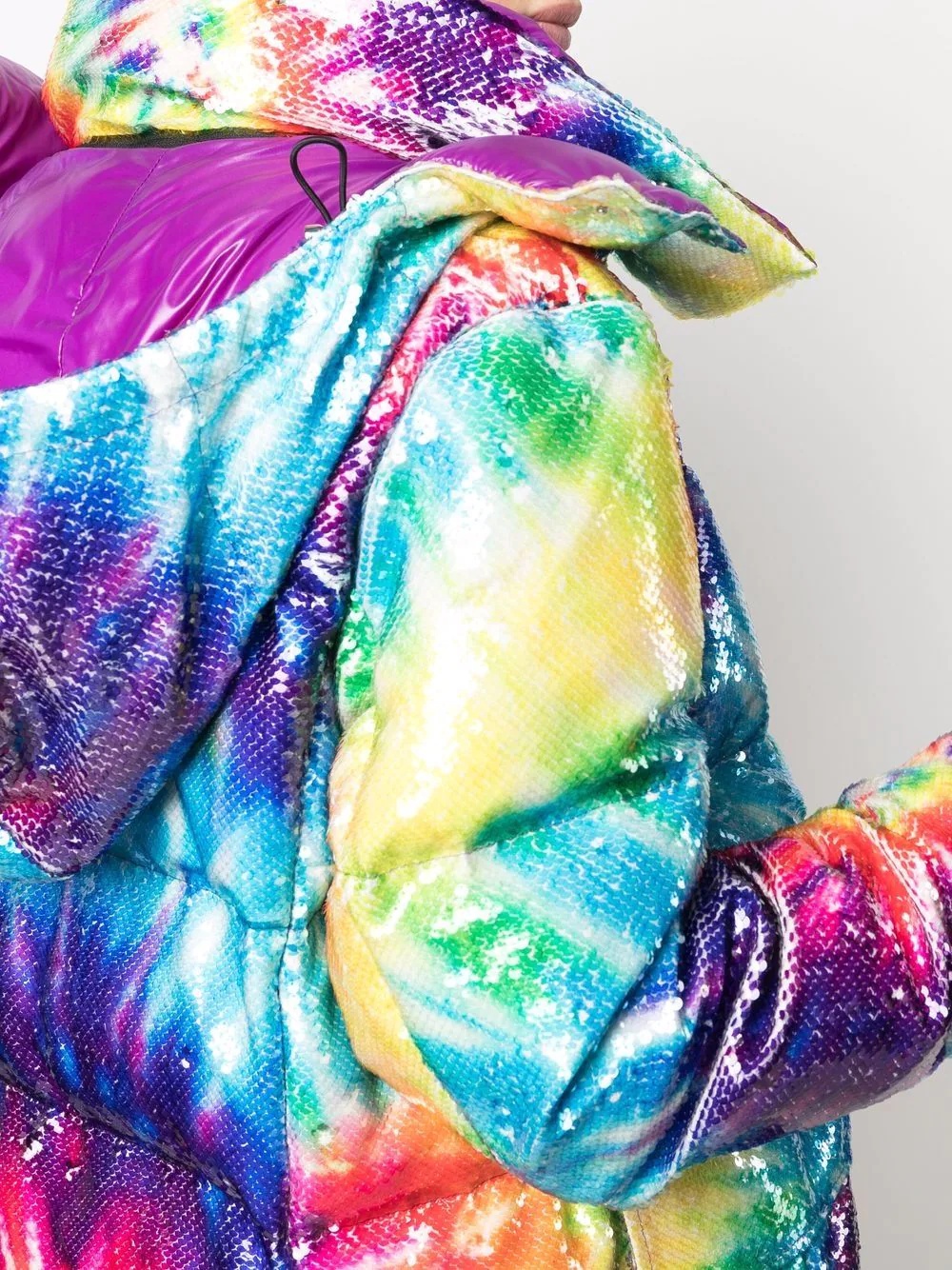 tie-dye print padded coat - 5
