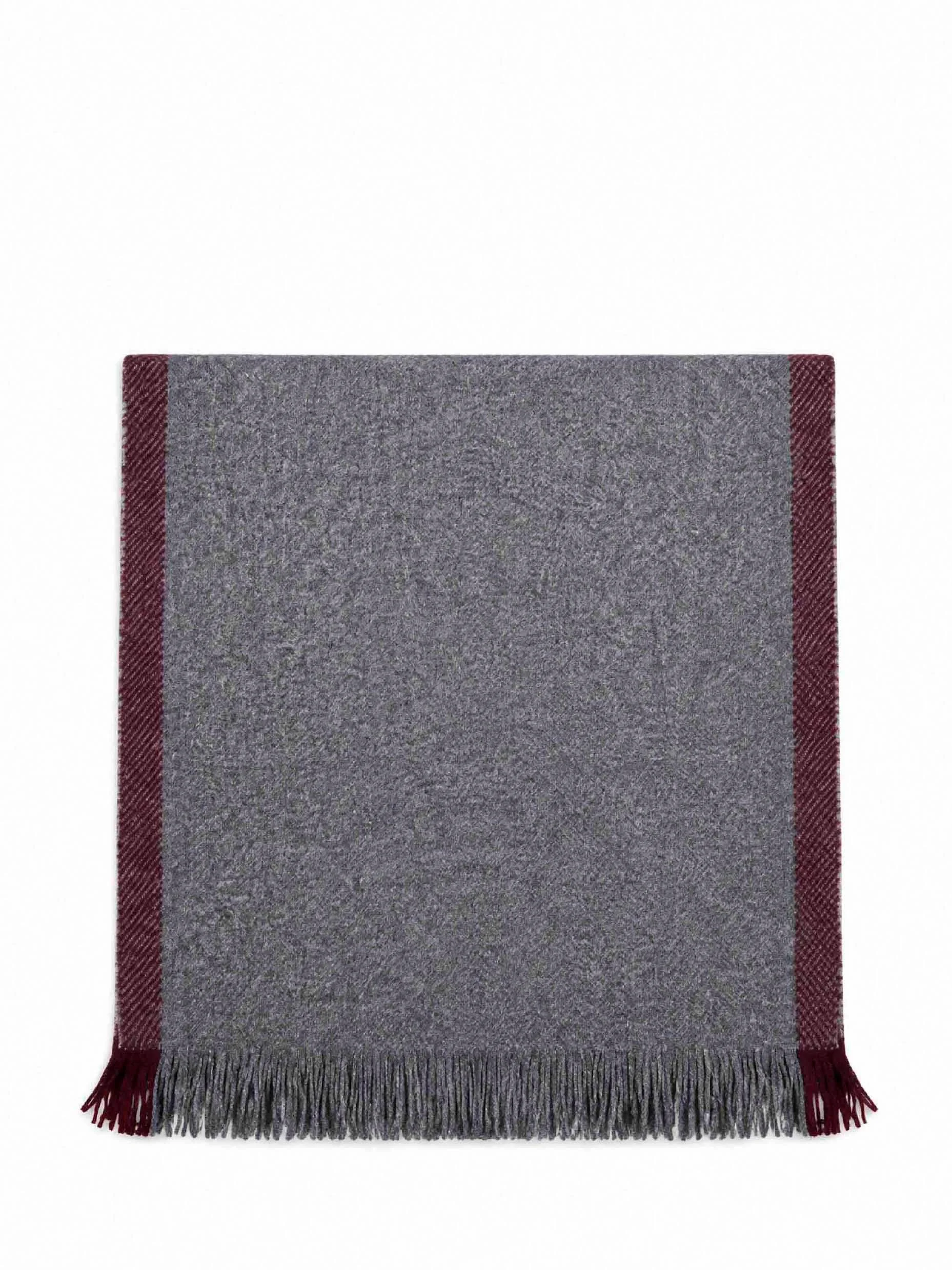 Brunello Cucinelli Men Dark Grey Cashmere Scarf With Contrasting Edges - 1