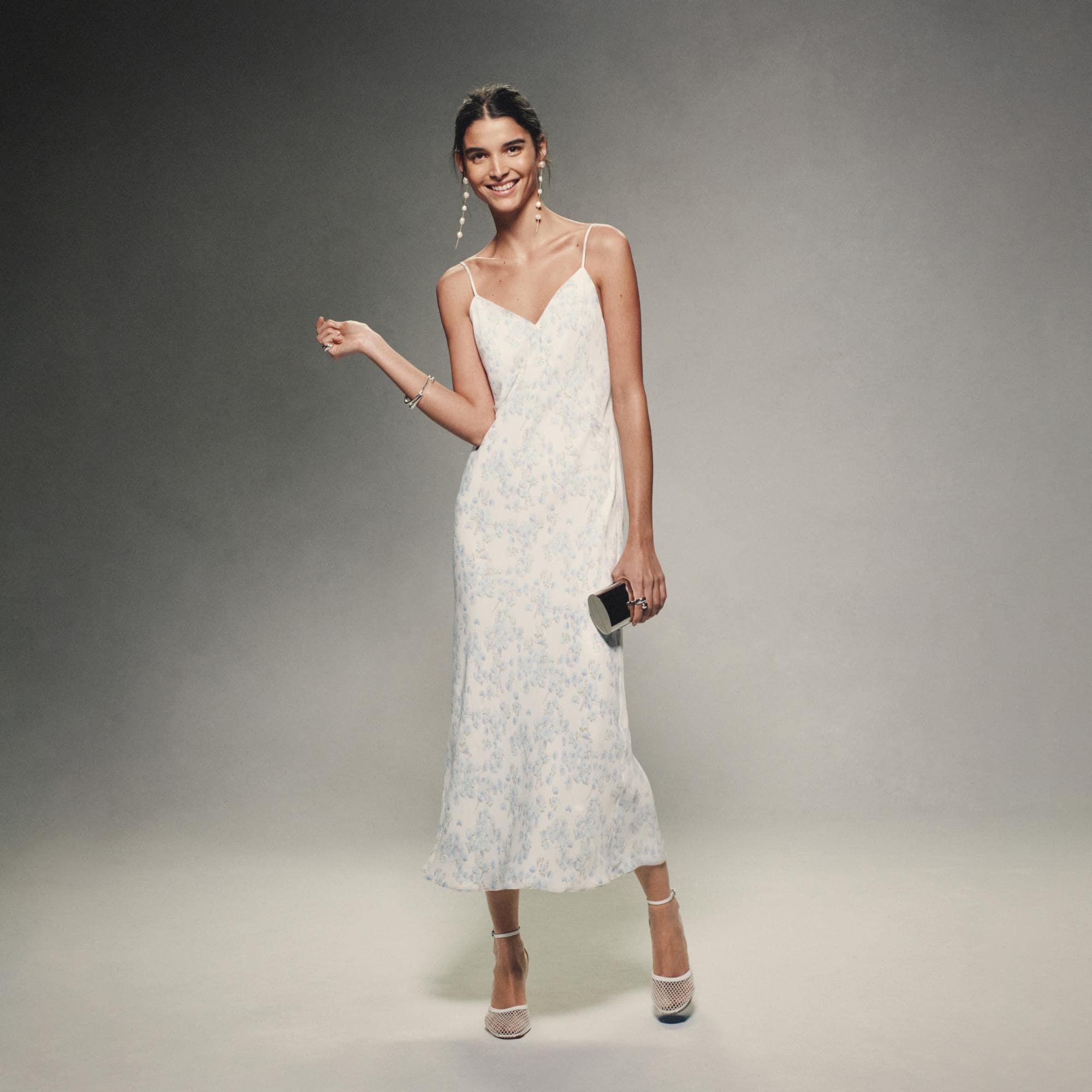 Slip Dress in Floral Satin Georgette - 8