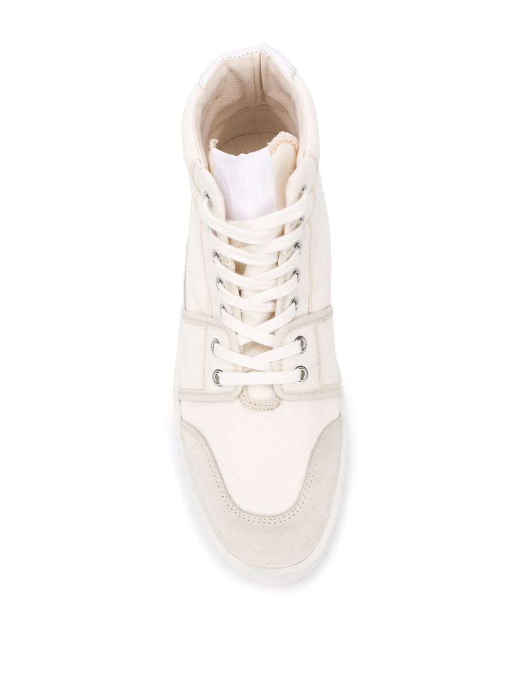 high top leather-trimmed sneakers - 4