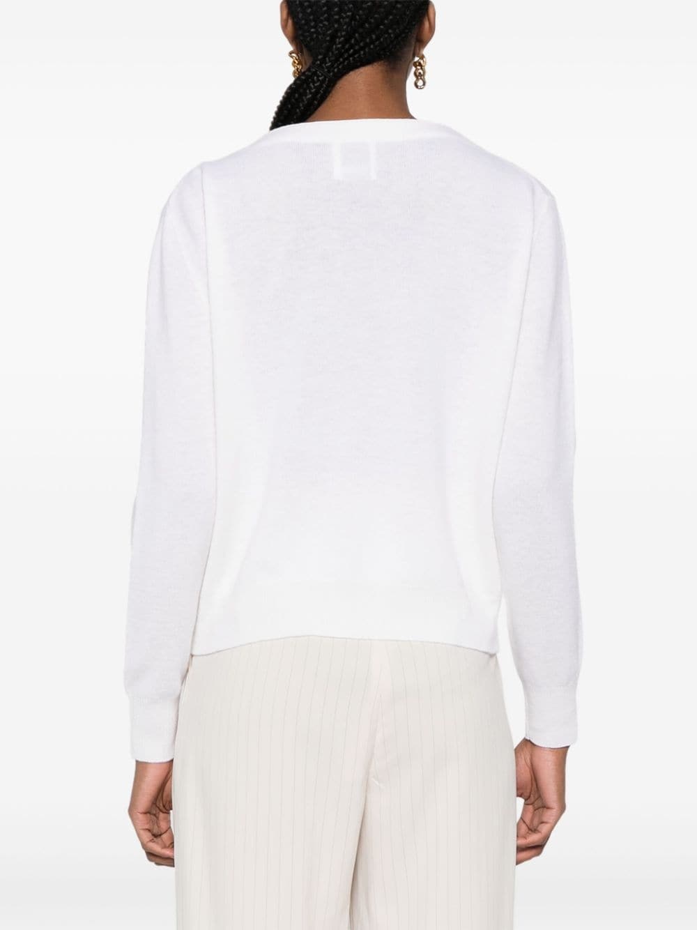 V-neck fine-knit cardigan - 4