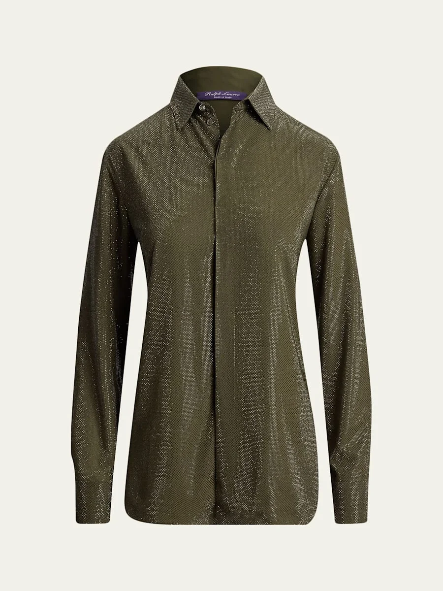 Silk Long-Sleeve Mesh Shirt - 1