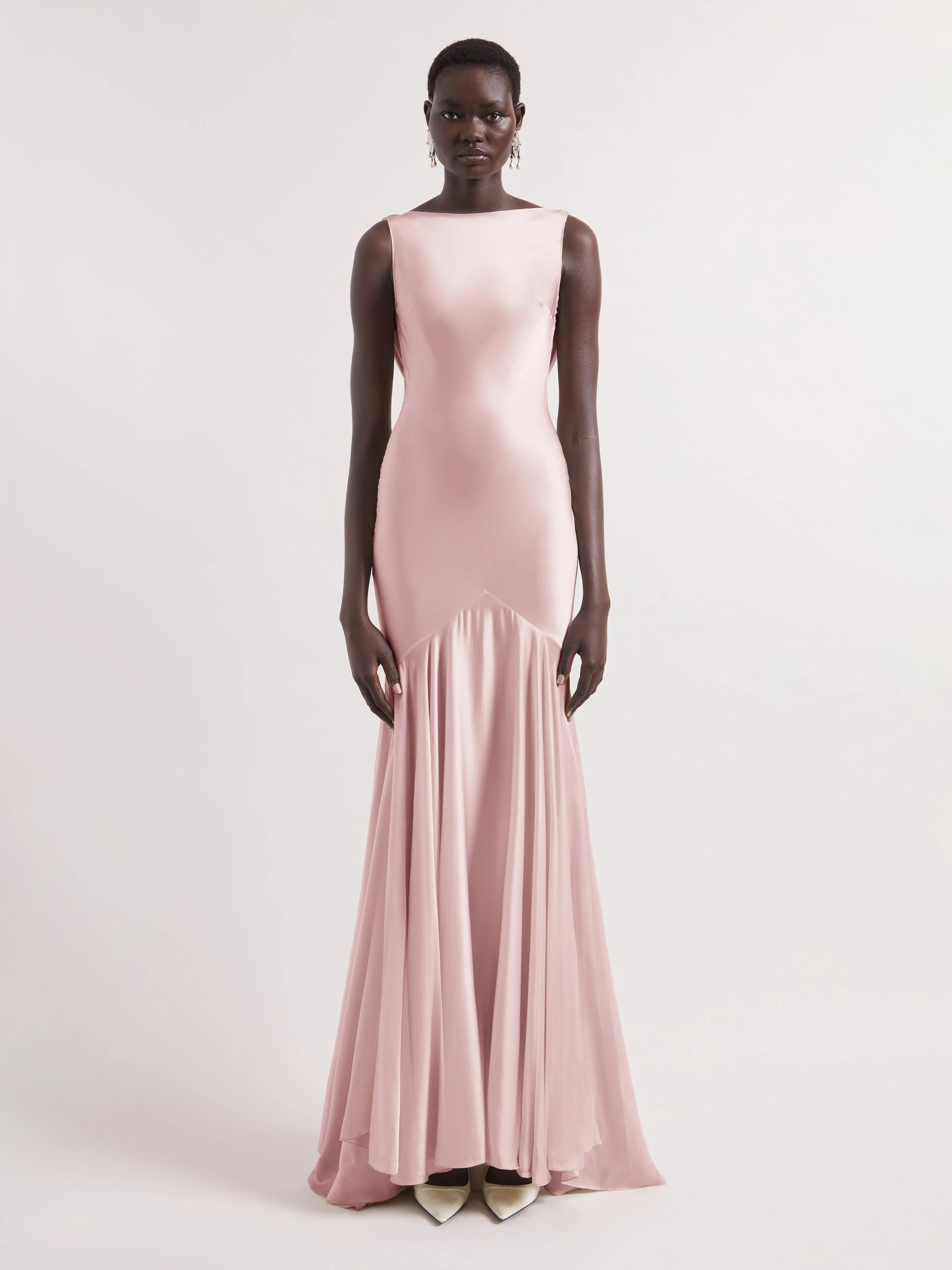 Pink Mermaid Dress With Open Back - 1