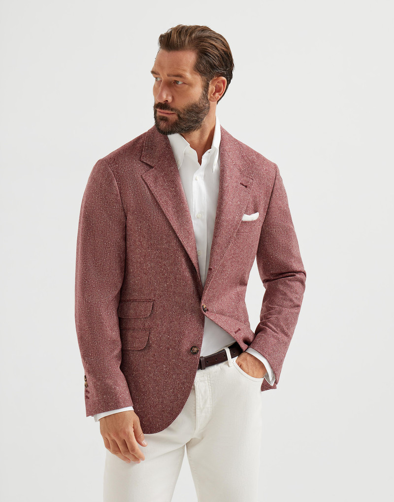 Wool and cashmere flecked chevron deconstructed Cavallo blazer 1