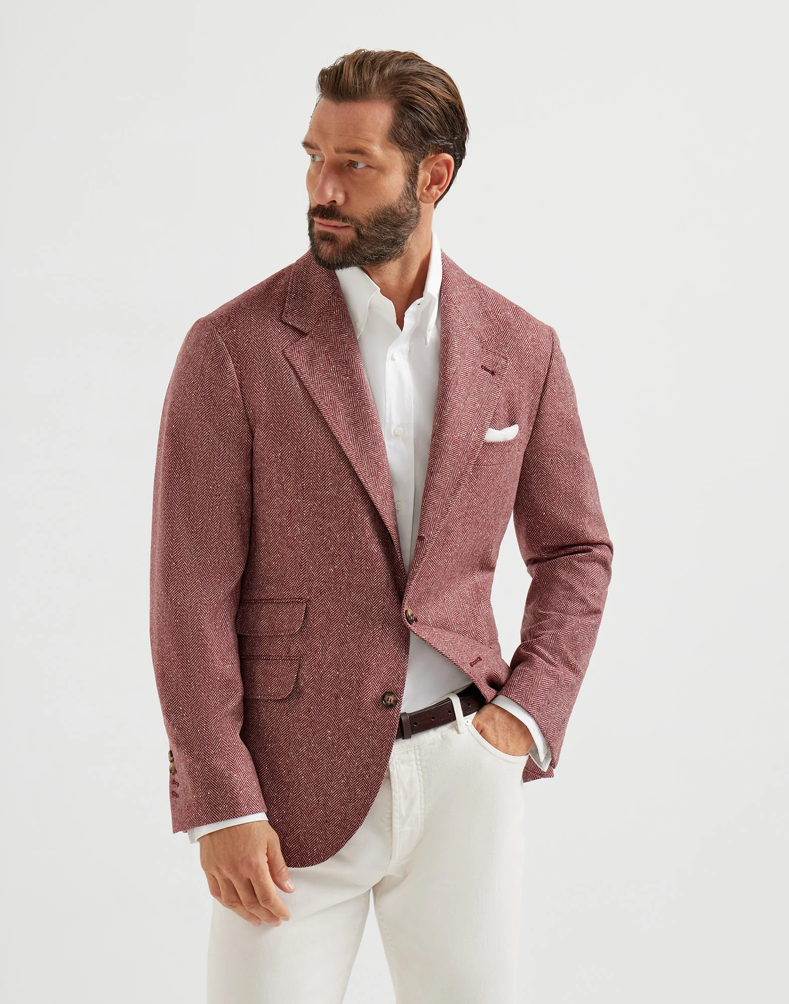 Wool and cashmere flecked chevron deconstructed Cavallo blazer - 1