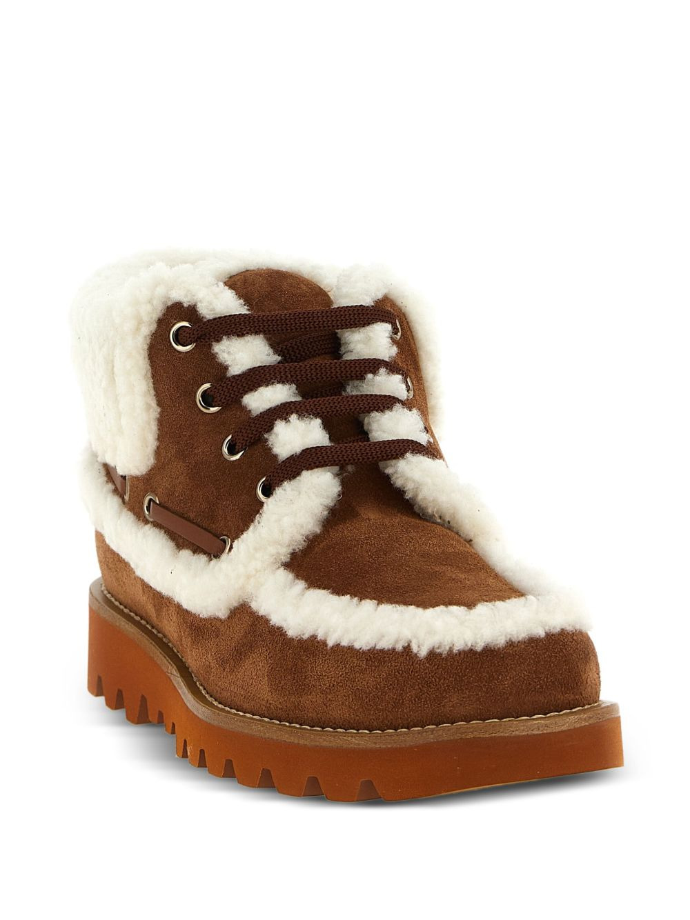 VLogo-detail lace-up leather boots - 2