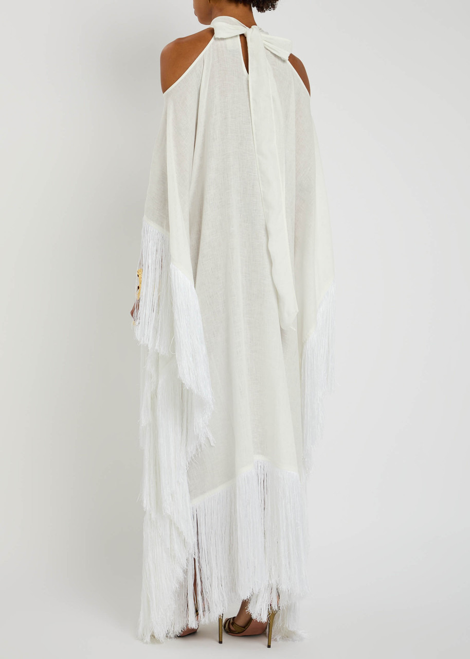 Taller Marmo Bambolino Fringed Linen Kaftan Dress - 3