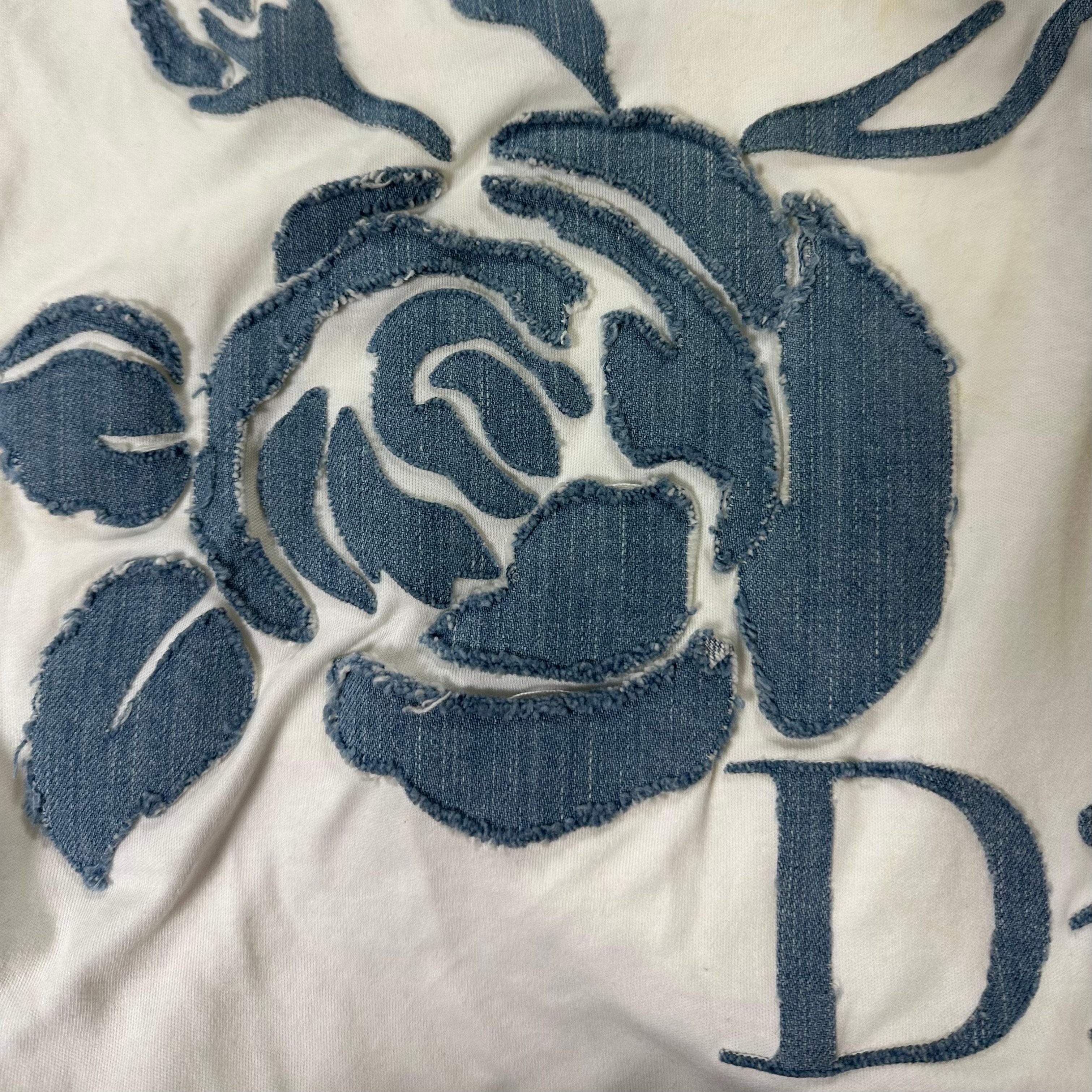 CHRISTIAN DIOR Spring Summer 2005 Denim Flower Patchwork T-Shirt - 3