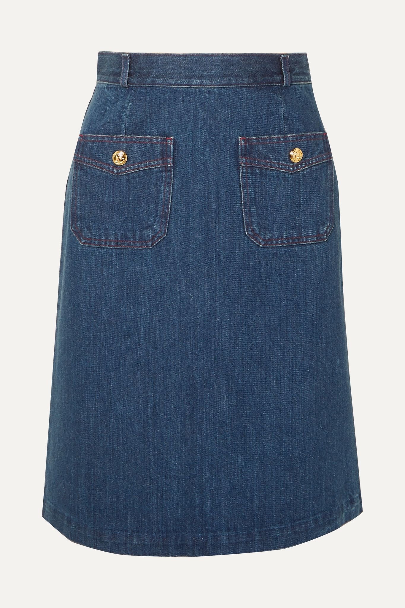 Button-embellished denim skirt  - 1