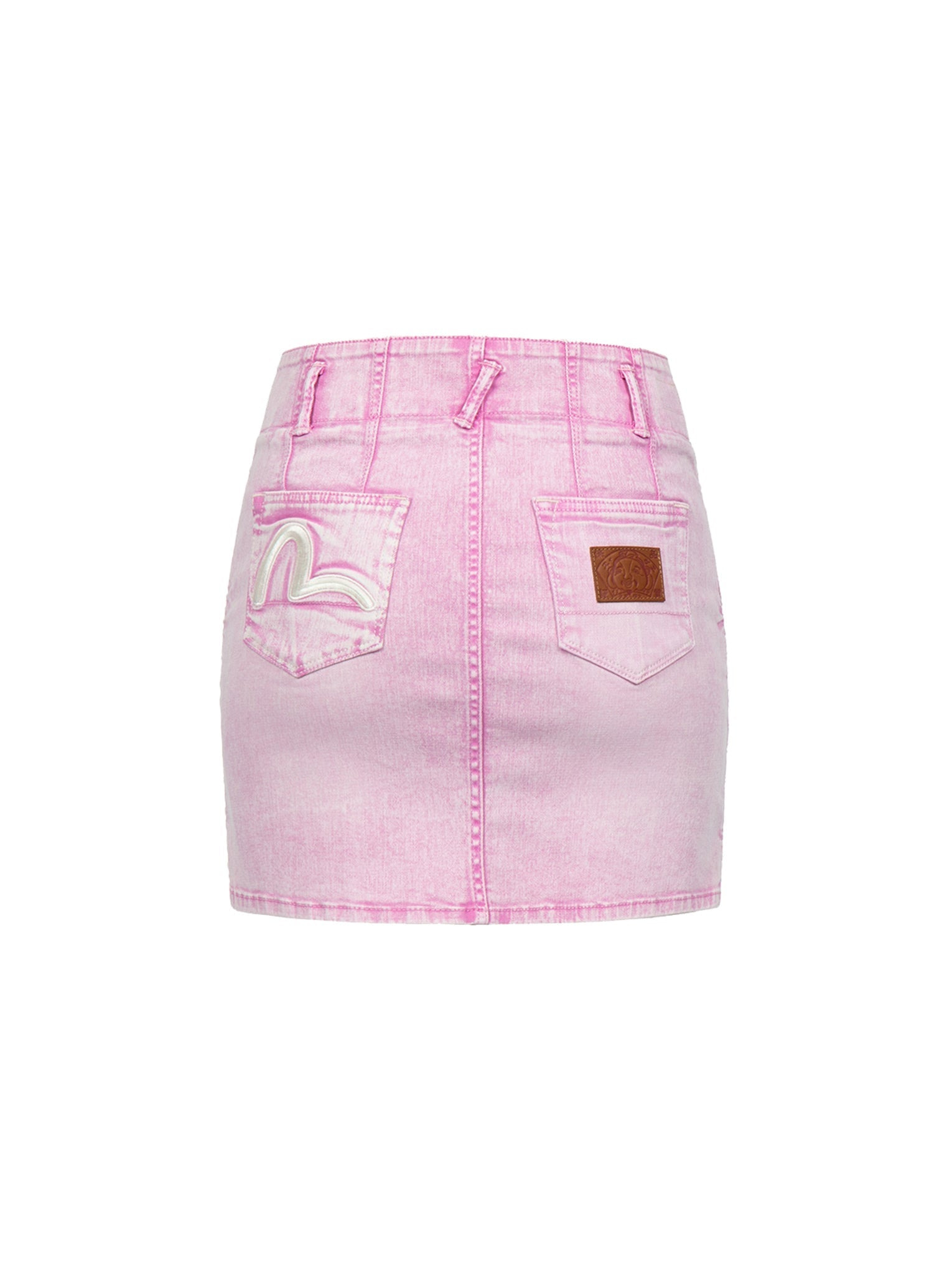 SEAGULL EMBROIDERY FUCHSIA DENIM SKIRT - 11