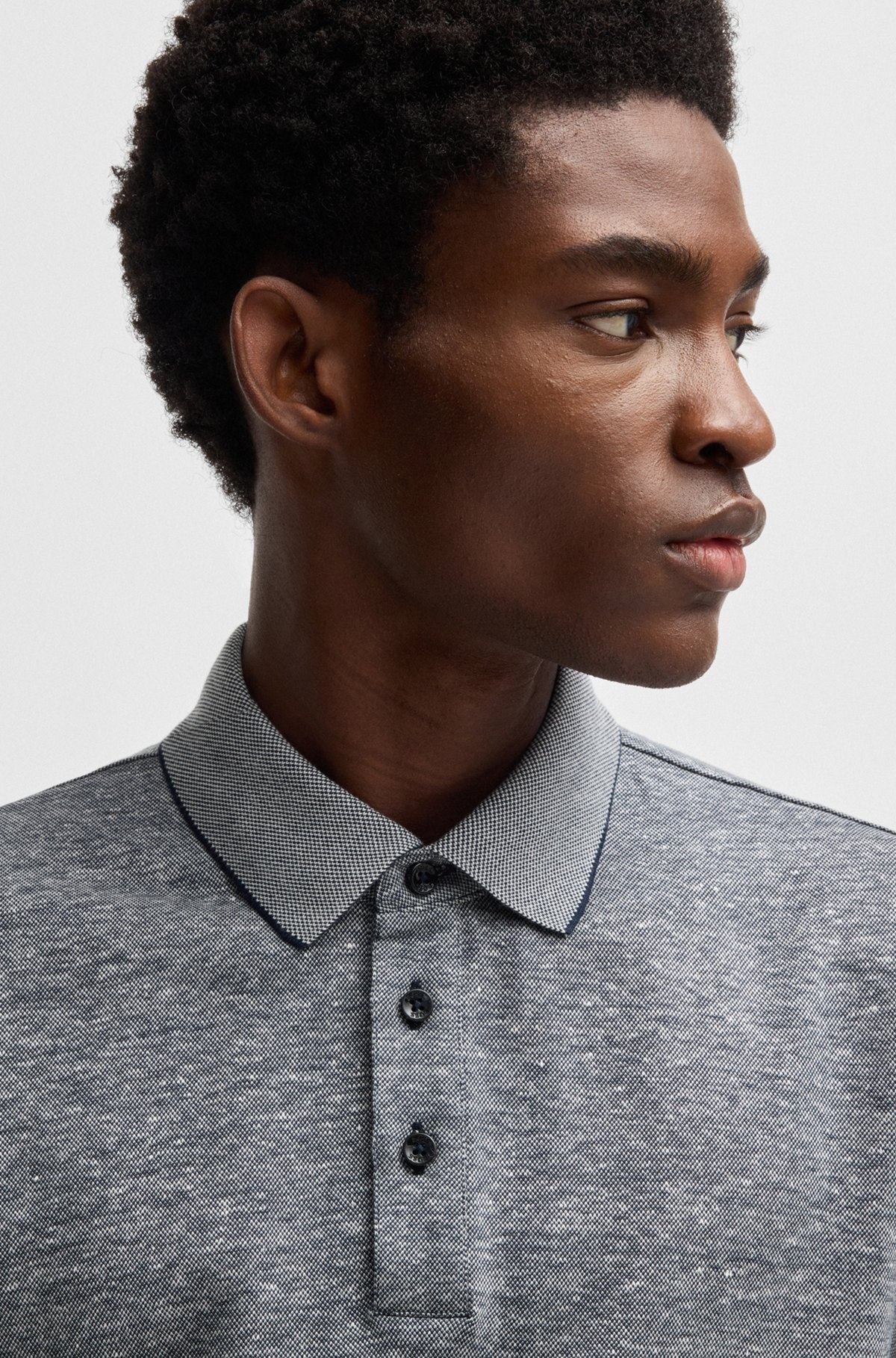 KNIT POLO SHIRT IN COTTON AND LINEN - 3