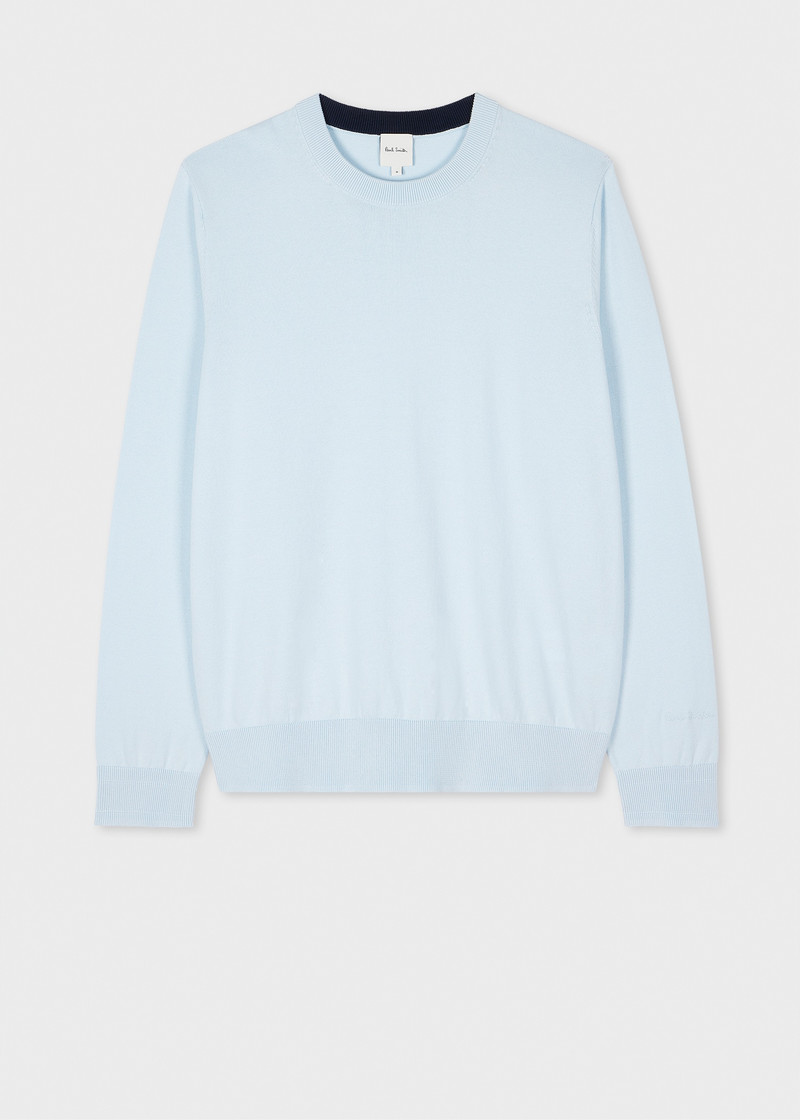 Light Blue Organic Cotton Crew Neck Sweater 1