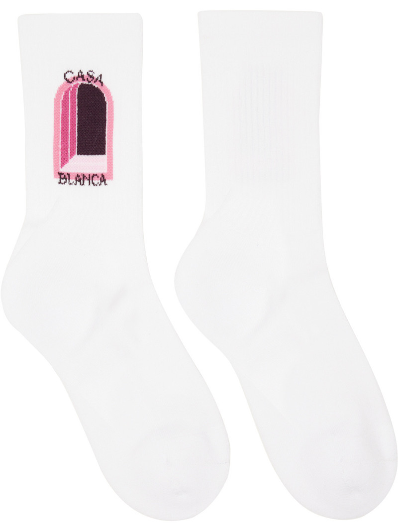 White Aubergine Arch Socks 1