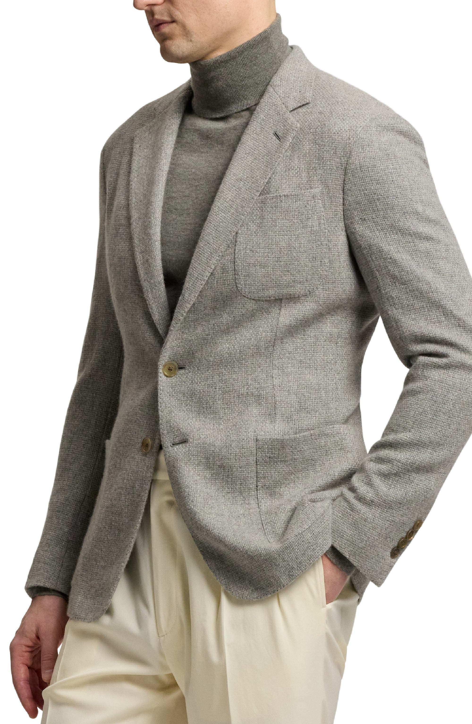 Ralph Lauren Purple Label Hadley Woven Cashmere Sport Coat in Silver Grey at Nordstrom - 3