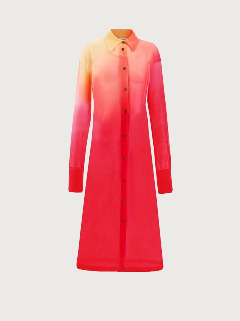 LONG BUTTON-DOWN SHIRT DRESS - 1
