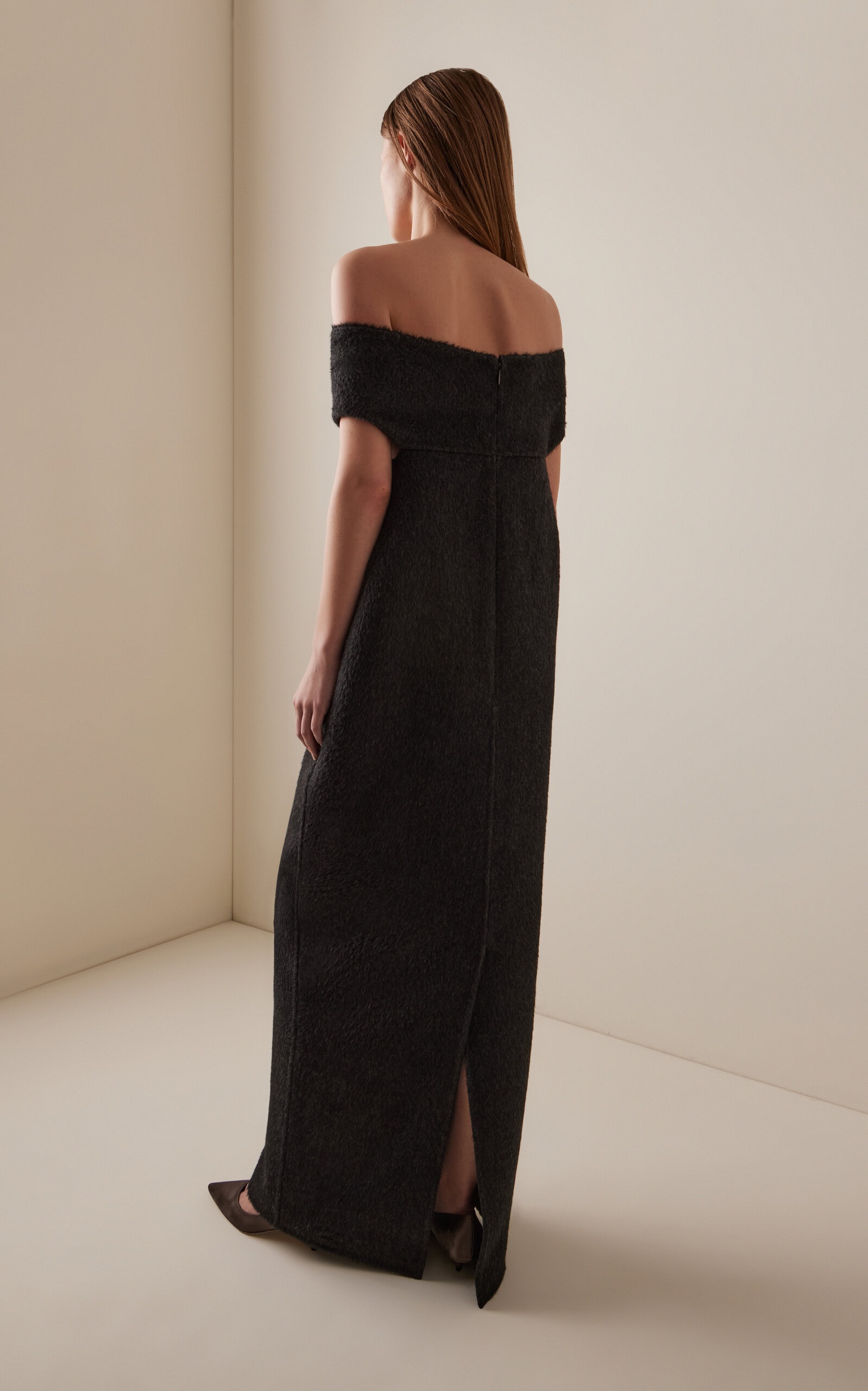 Claudine Off-The-Shoulder Knit-Cashmere Maxi Dress grey - 4