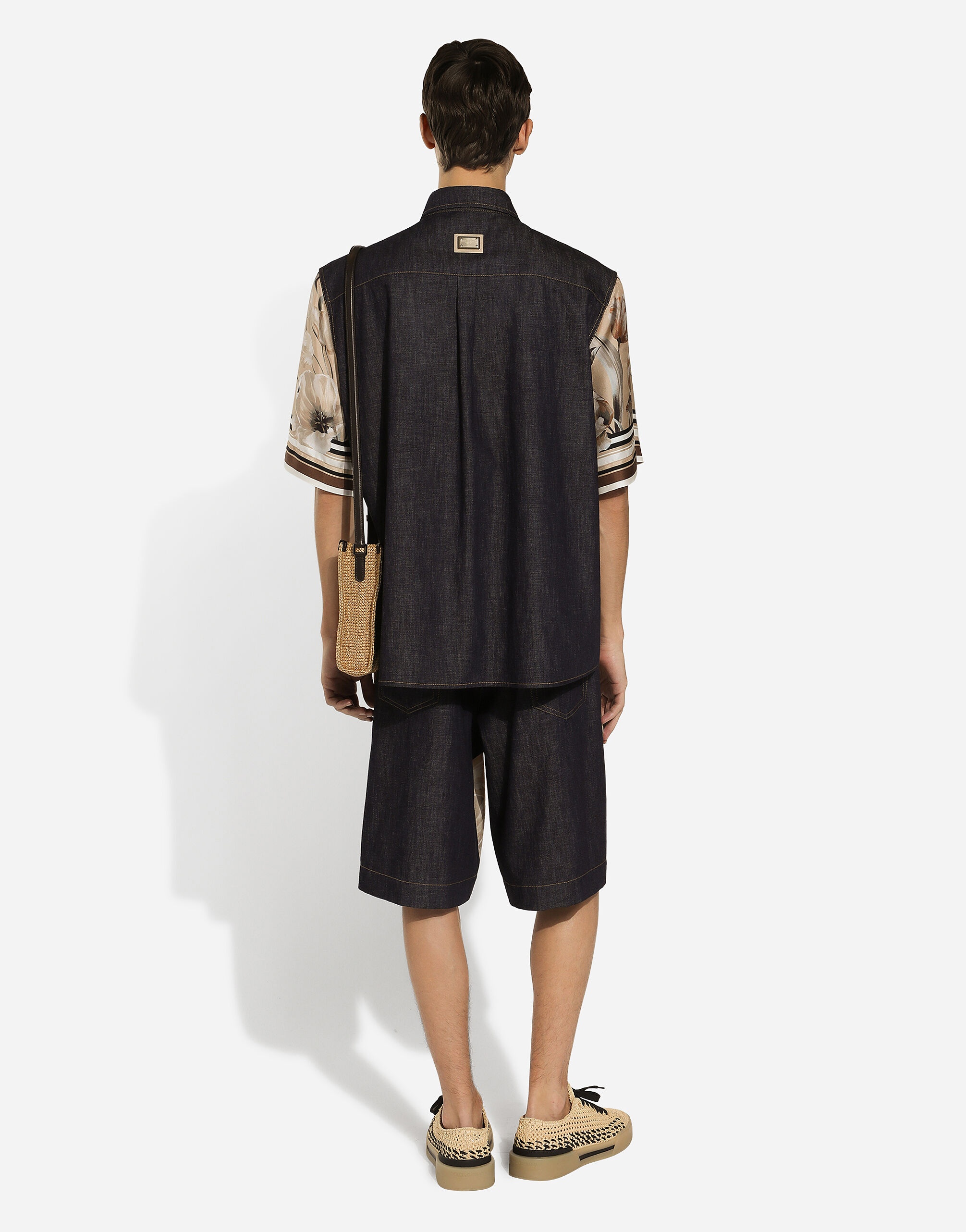 Long short with silk front and denim back - 3