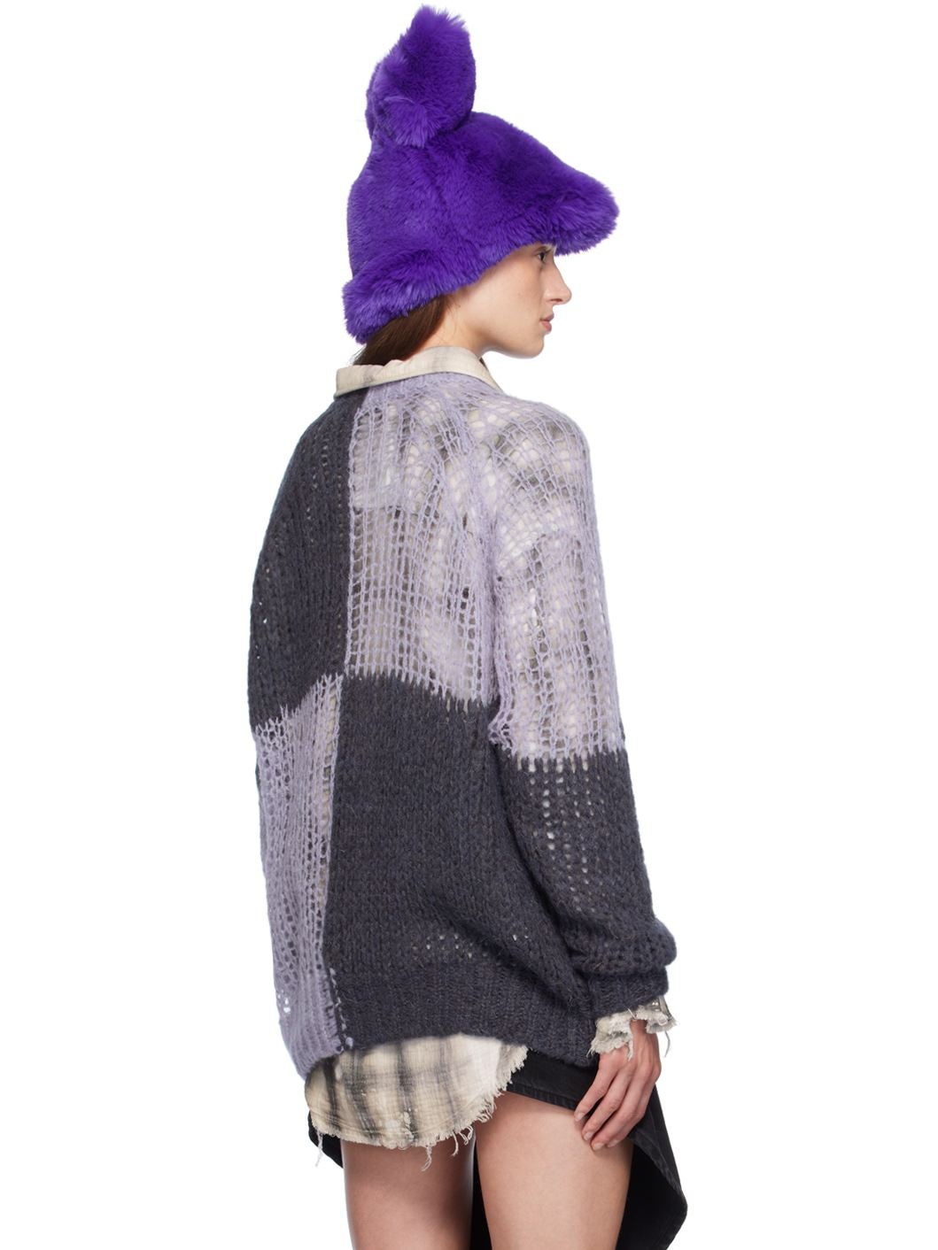 Purple & Gray Loose Sweater - 3