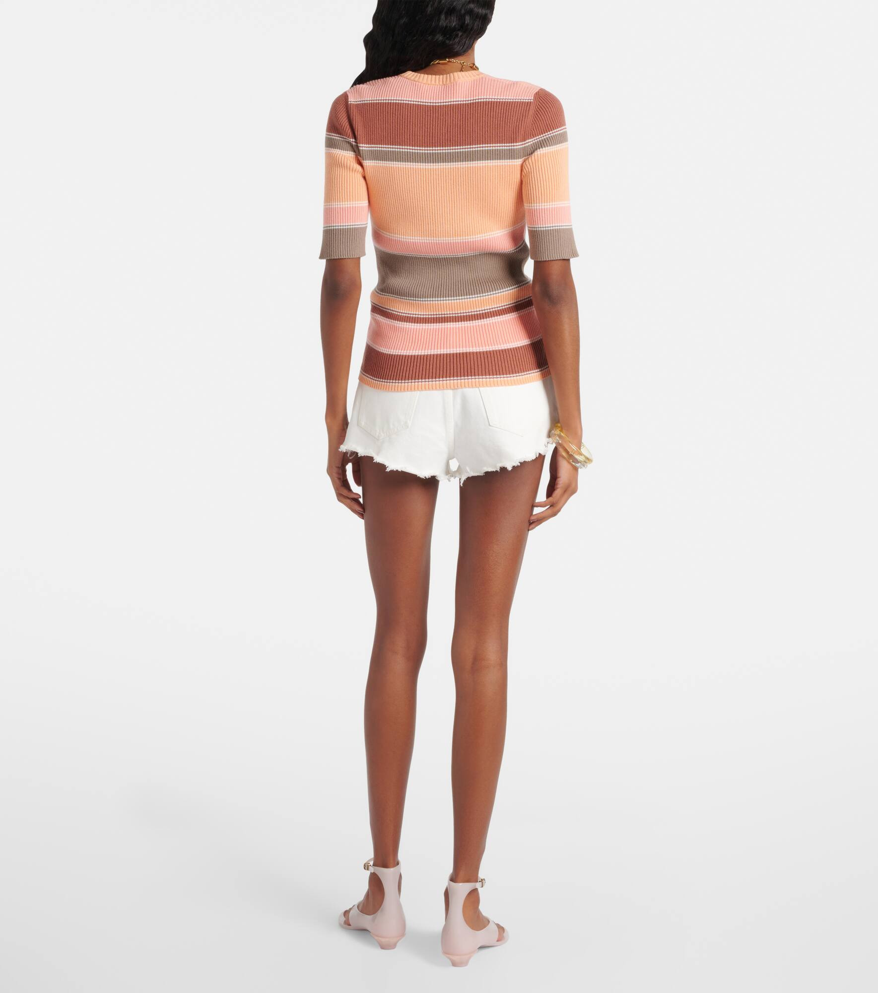 Striped ribbed-knit cotton top - 3