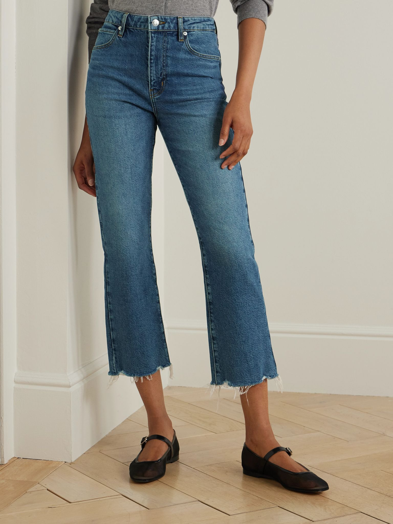 The Ruler Crop frayed high-rise slim-leg jeans Dark denim - 3
