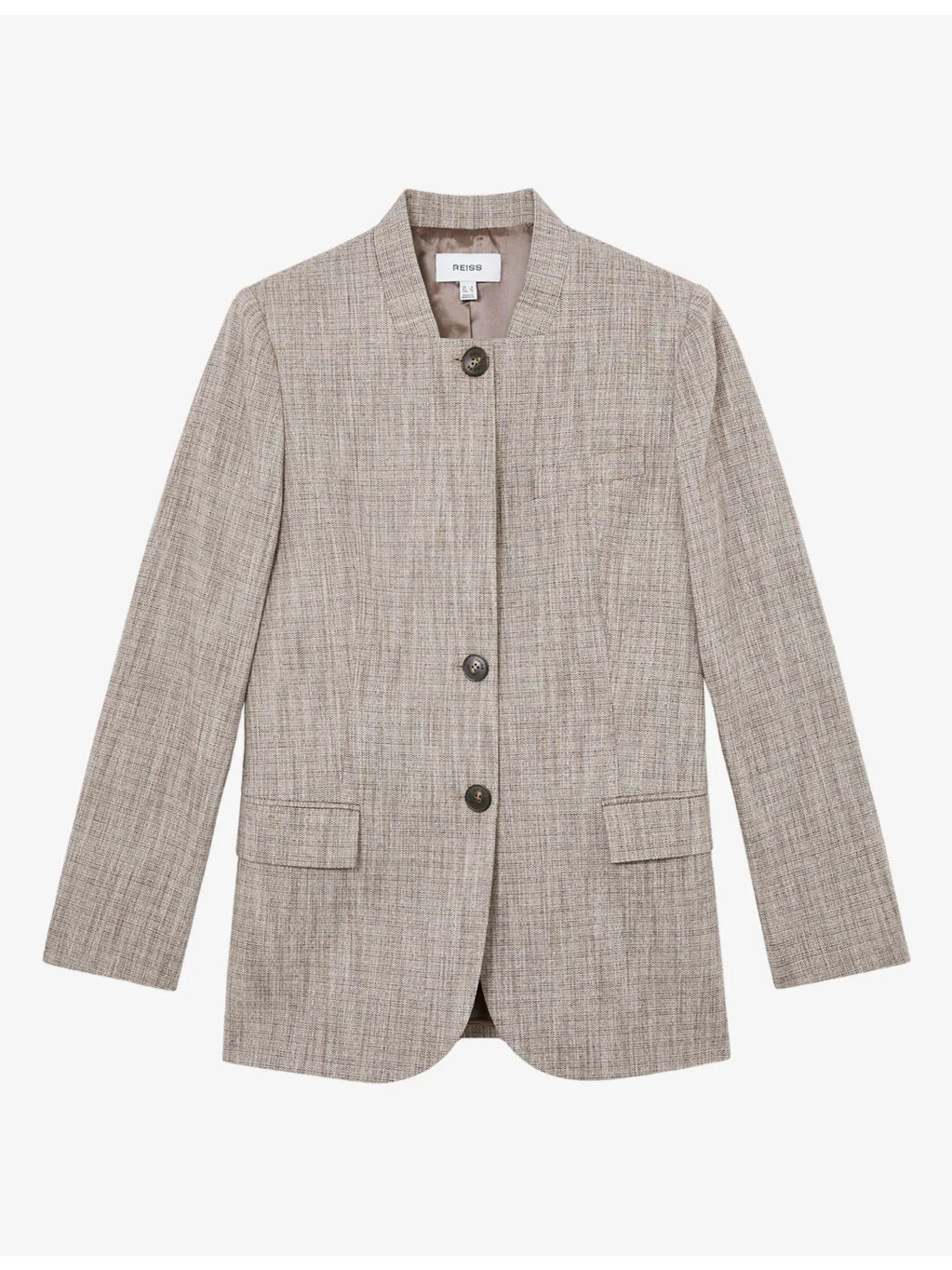 Gia Collarless Checked Stretch Wool-Blend Jacket - 1