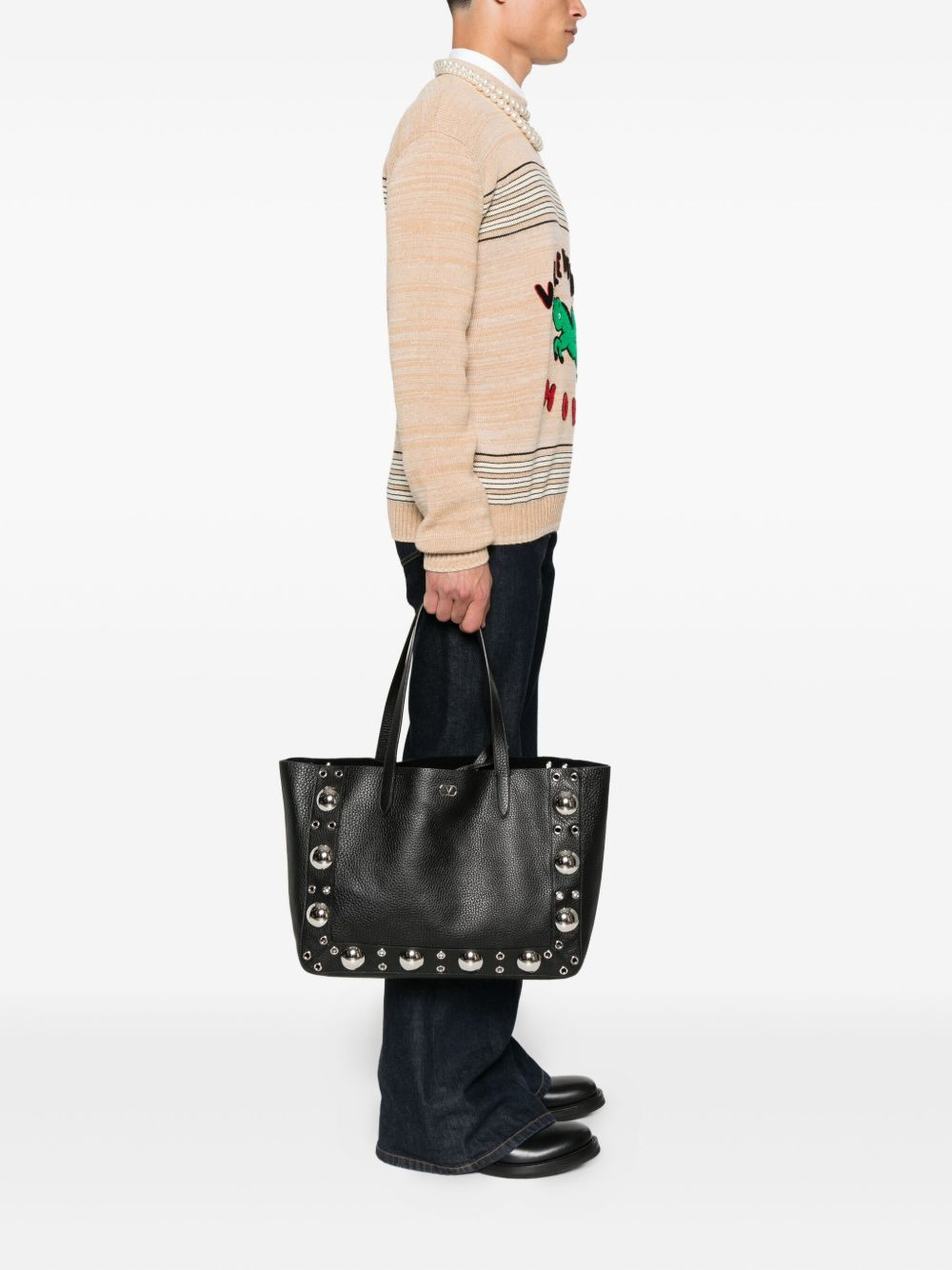 studded leather tote bag - 2