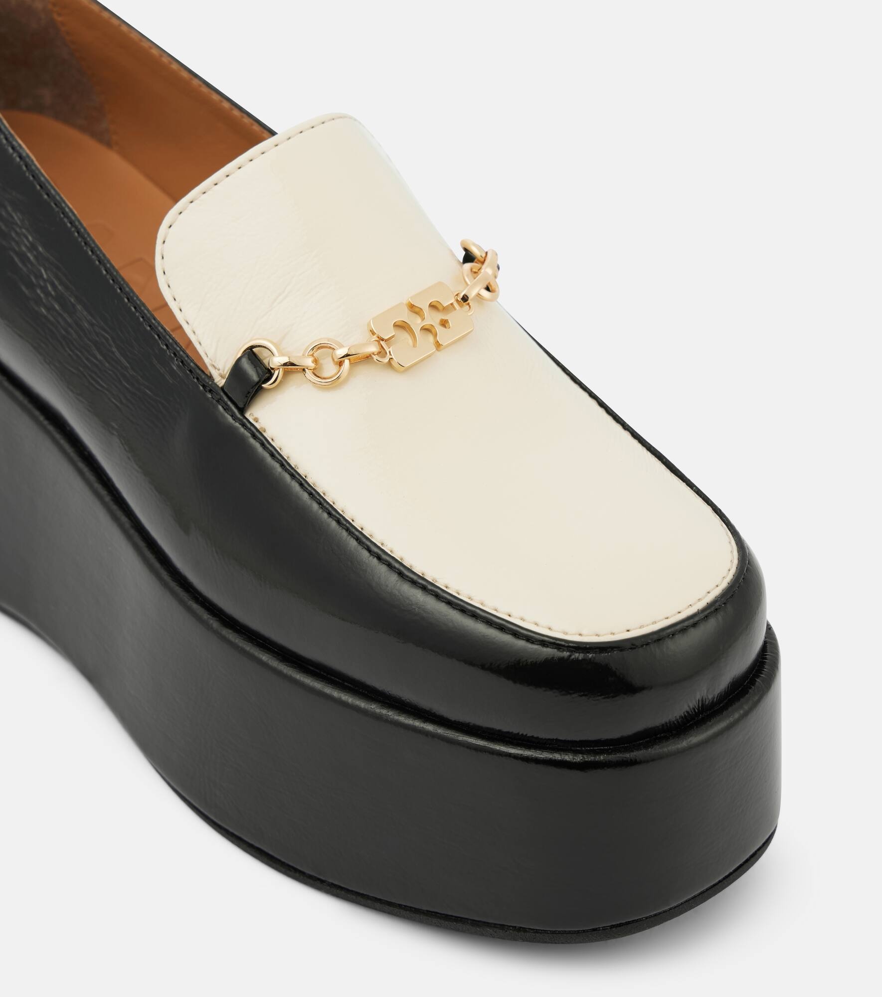 Faux leather platform loafers - 5
