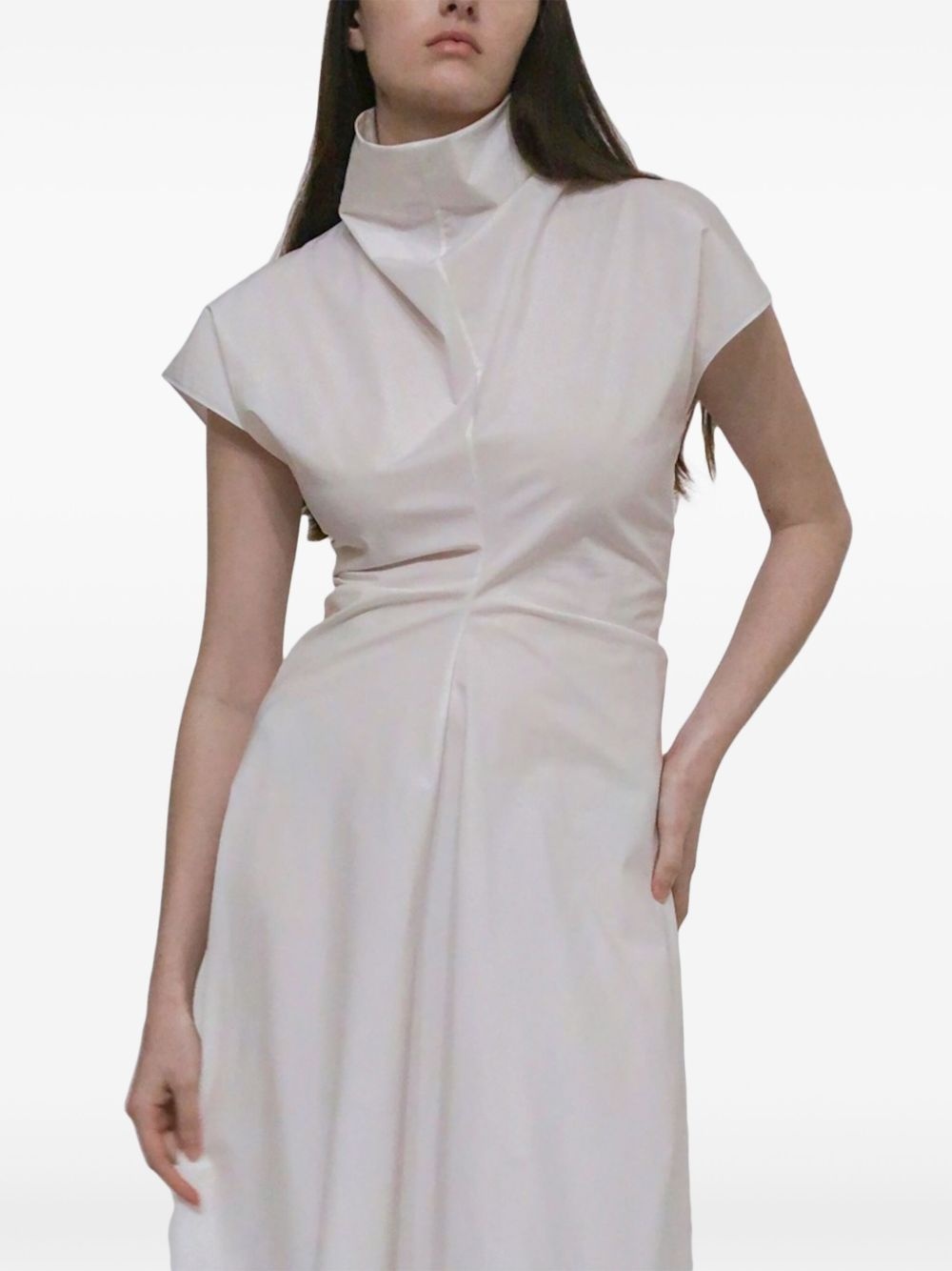 funnel-neck midi dress - 5
