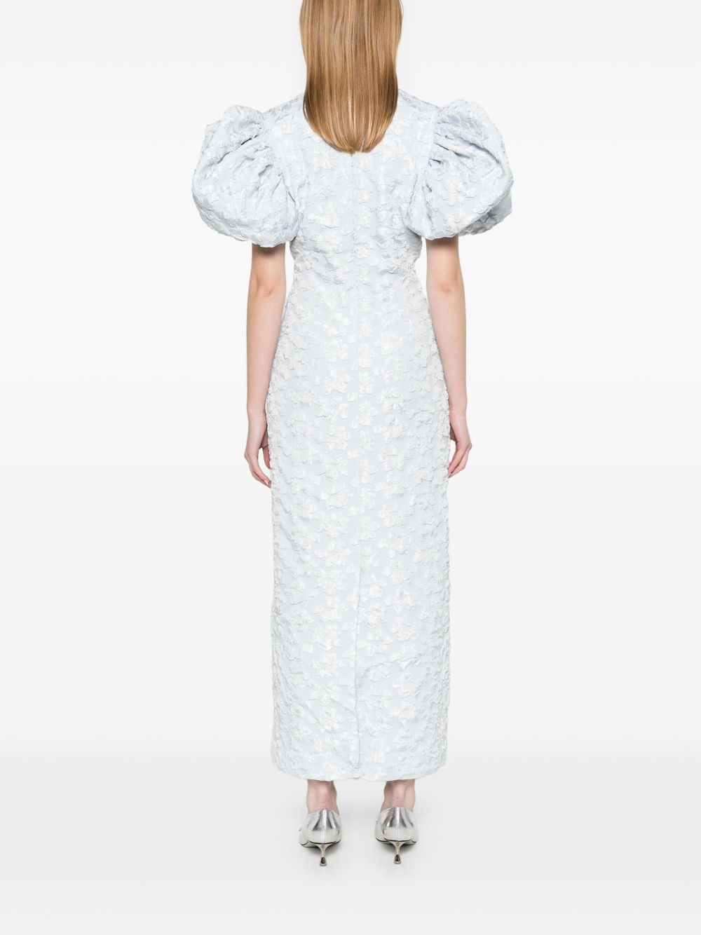 jacquard puffy midi dress - 4