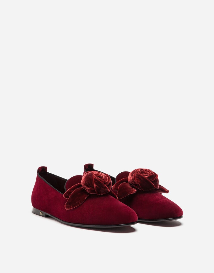 Velvet slippers with satin bow - 2