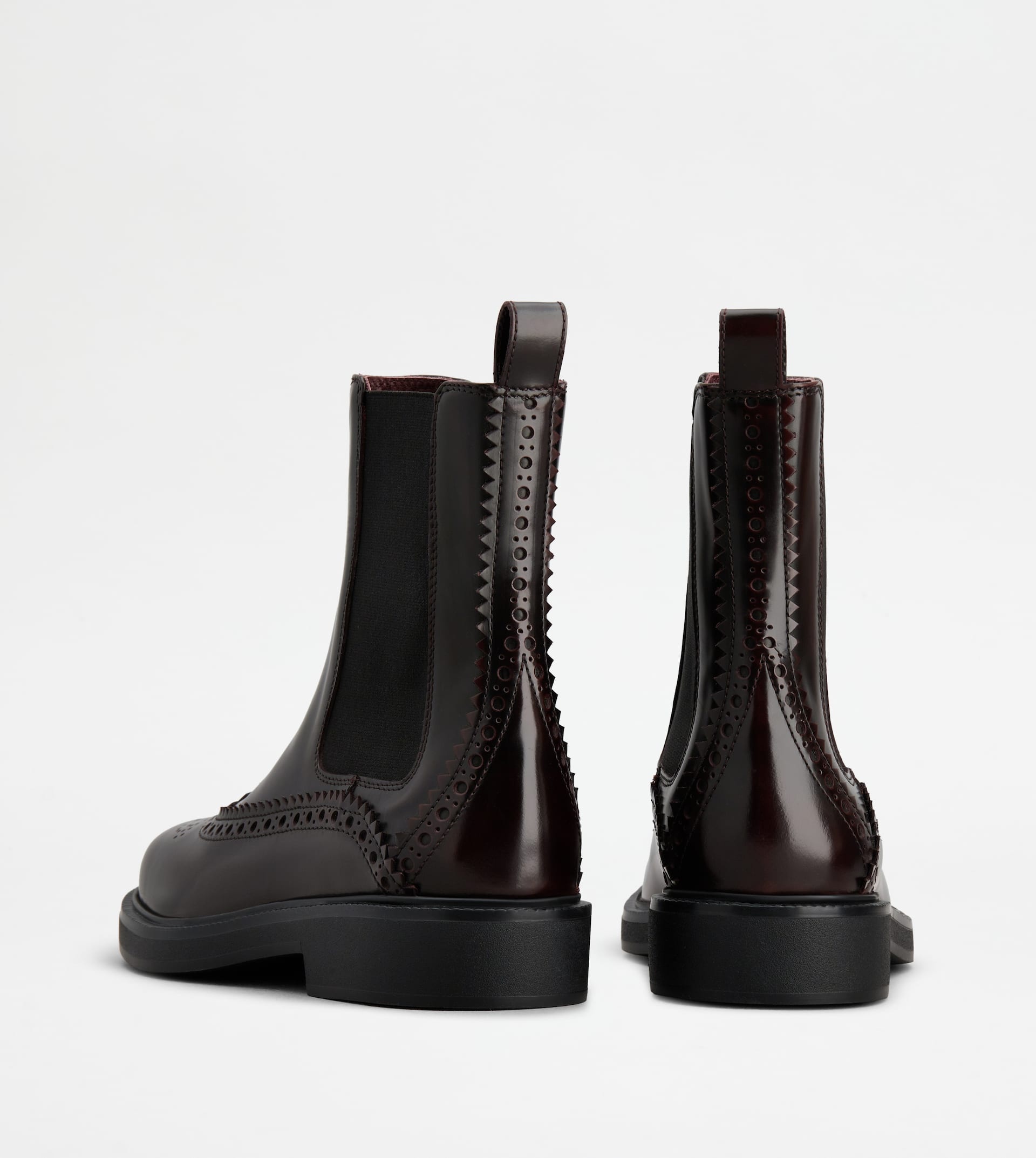 ANKLE BOOTS IN LEATHER - BURGUNDY - 2