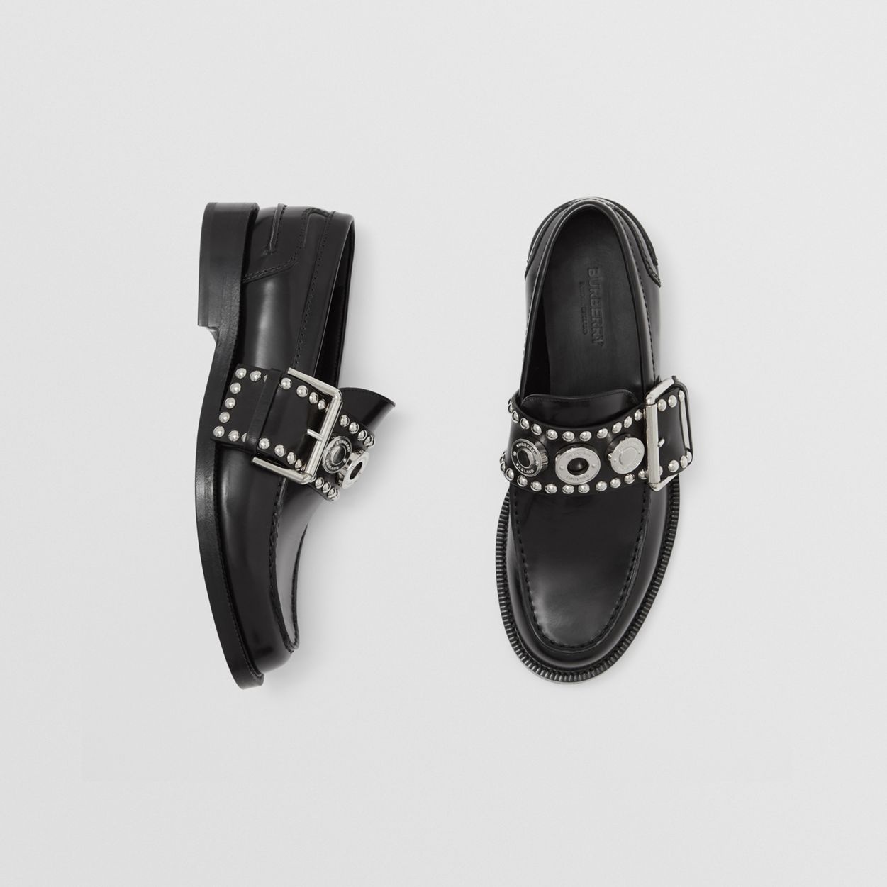 Logo Detail Buckled Leather Loafers - 6