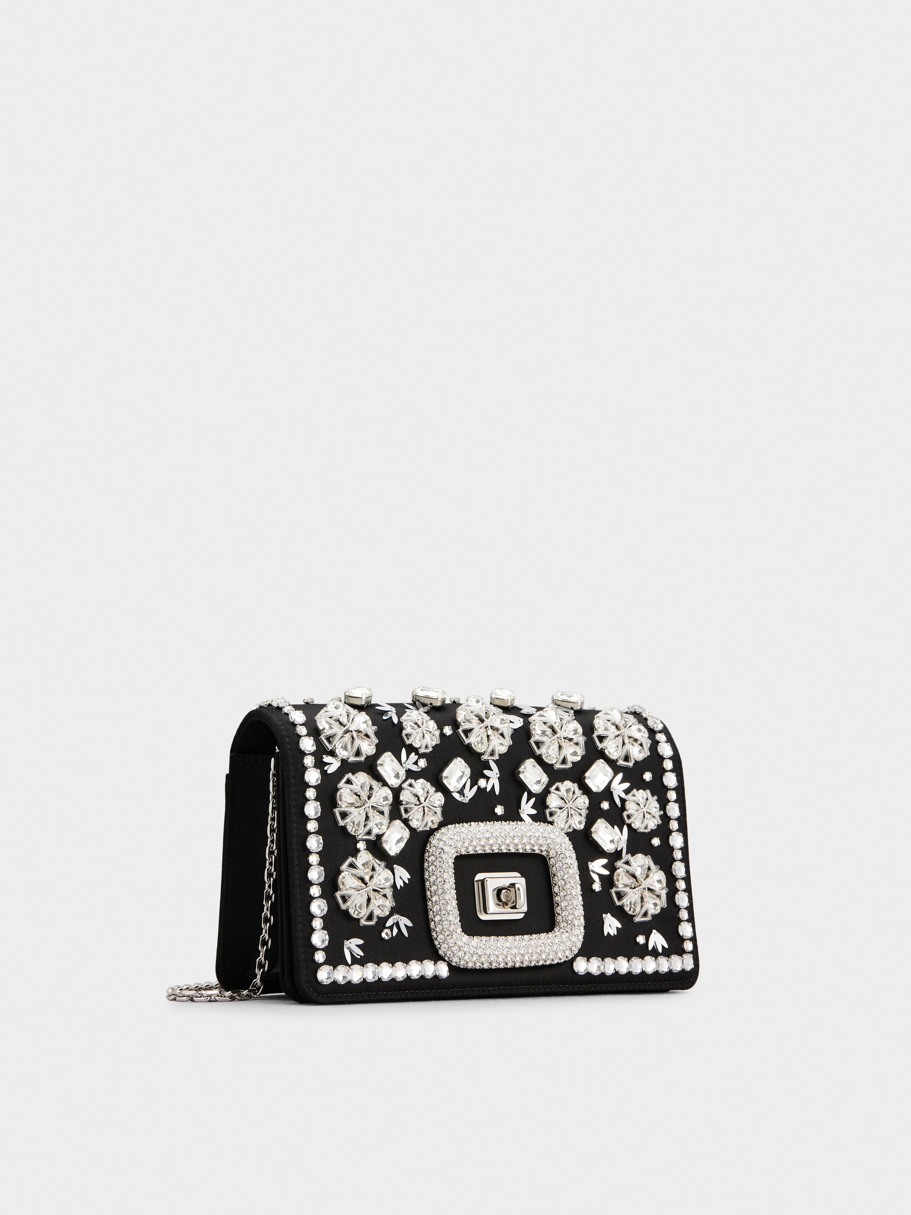 Viv' Choc Strass Flower Net Mini Bag in Satin - 3