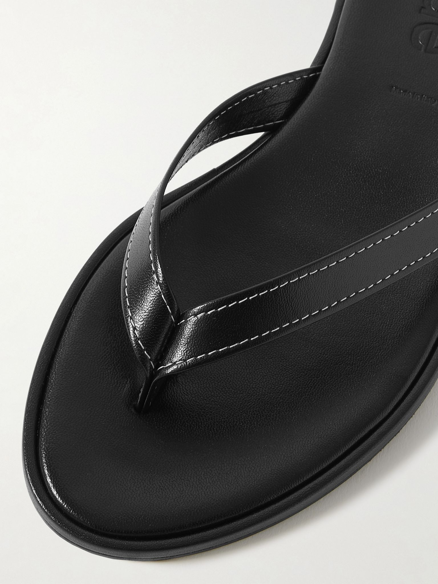 Melody leather flip flops Black - 4