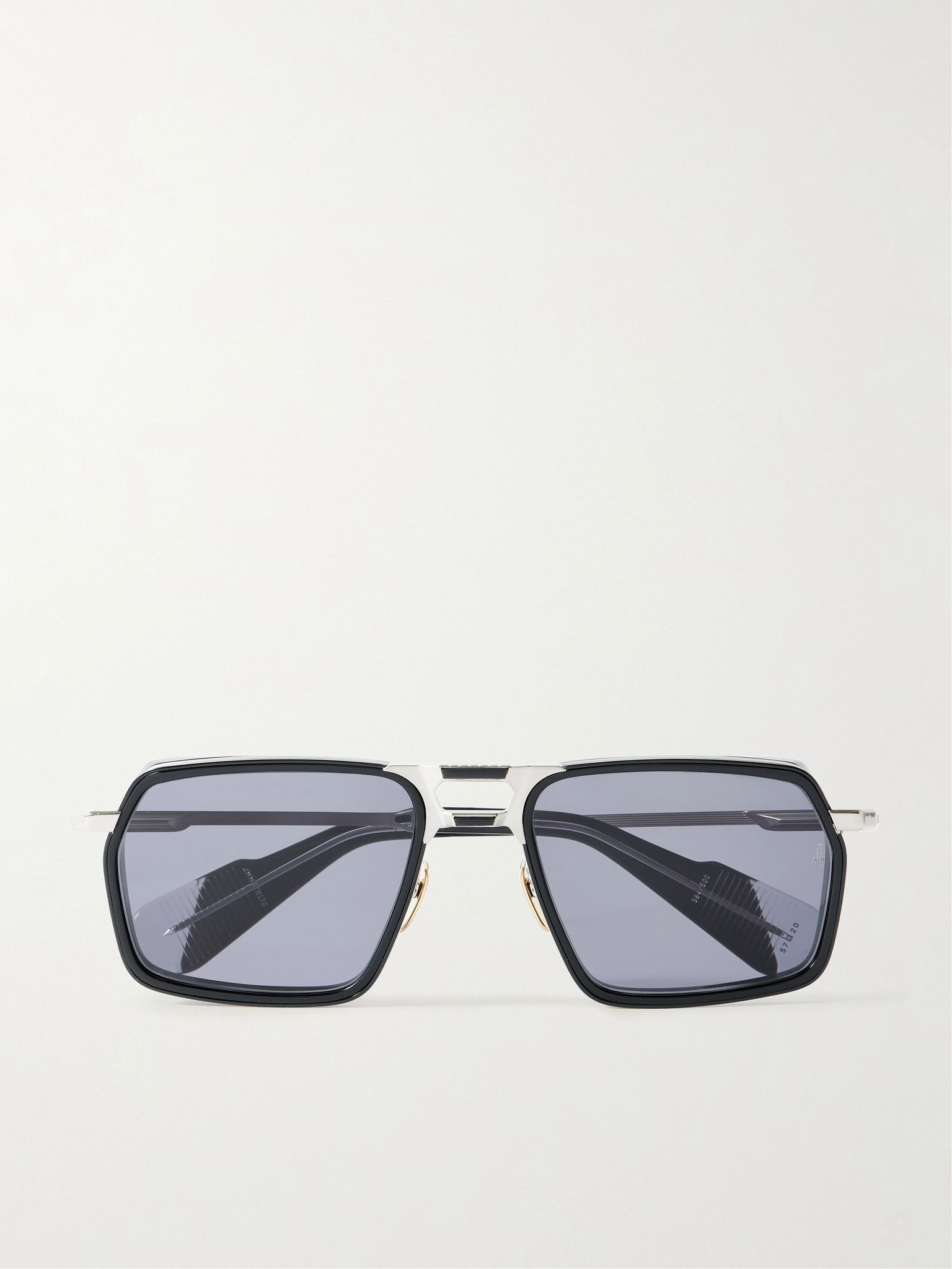 GT-R Aviator-Style Titanium and Acetate Sunglasses Silver - 1